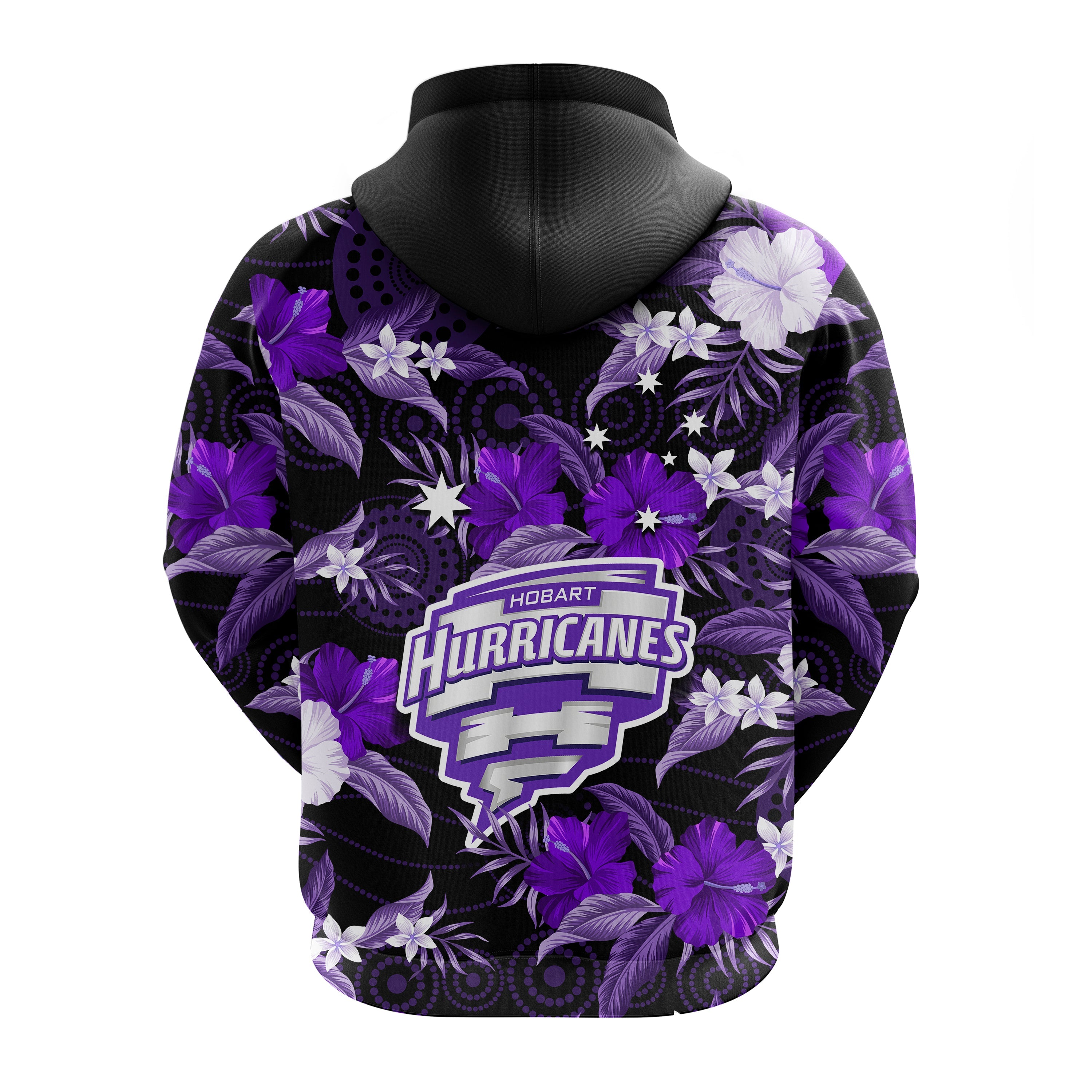 Hobart Hurricanes Cricket Hoodie Aboriginal Art Mix Tropical Flowers - Vibe Hoodie Shop