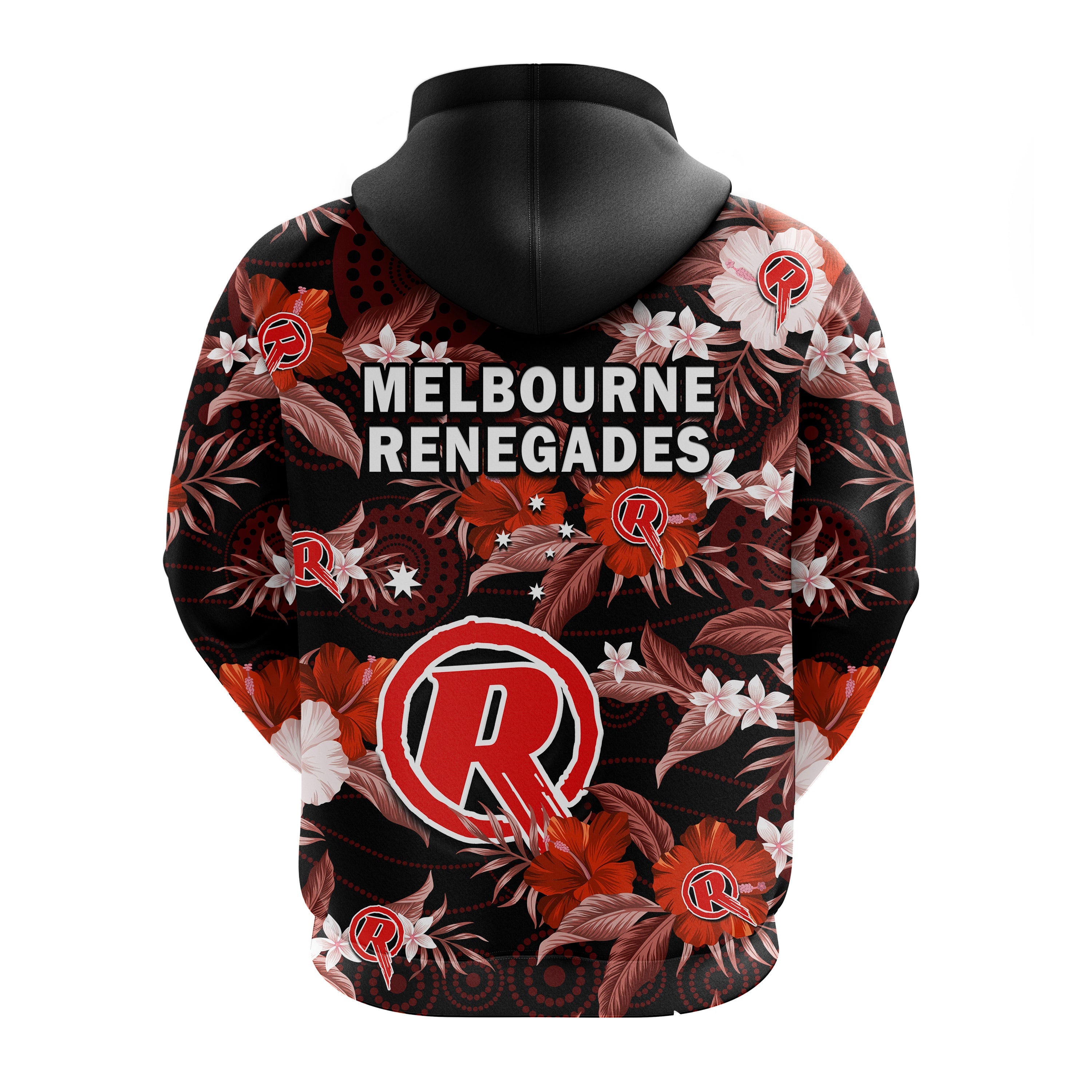 Melbourne Renegades Cricket Hoodie Aboriginal Art Mix Tropical Flowers - Vibe Hoodie Shop