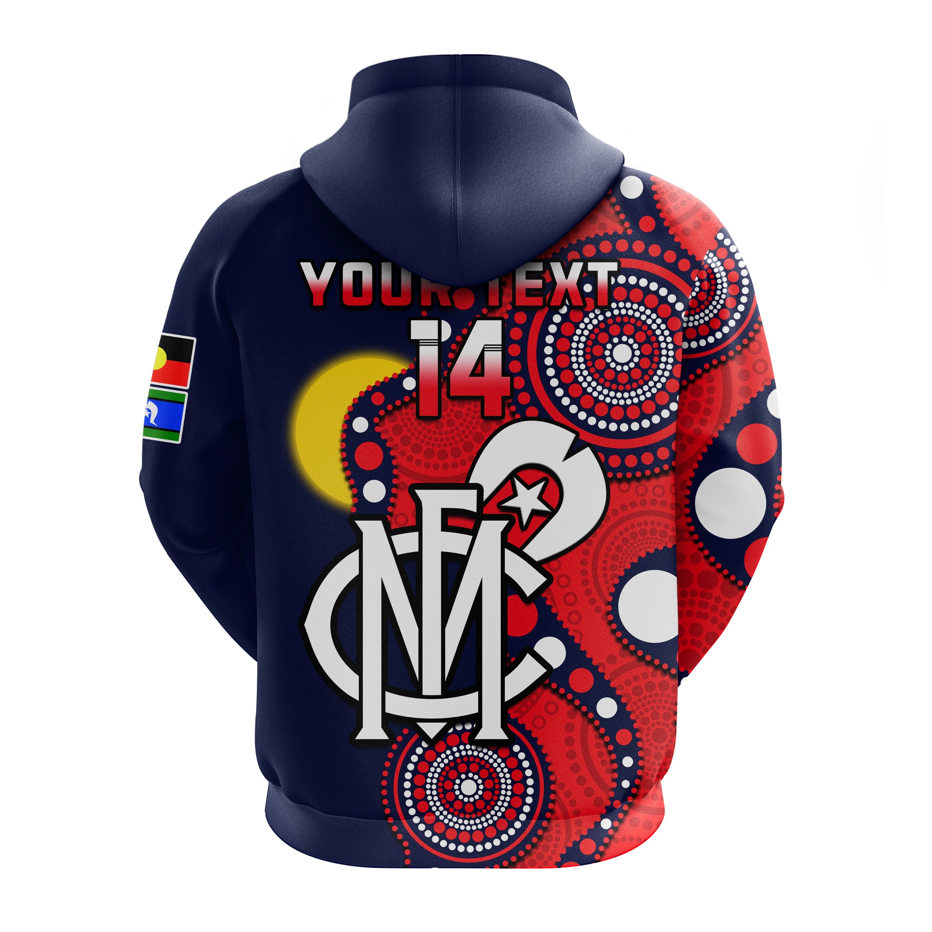(Custom Text And Number) Melbourne Football NAIDOC 2023 Hoodie Demons For Our Elders Indigenous - Vibe Hoodie Shop