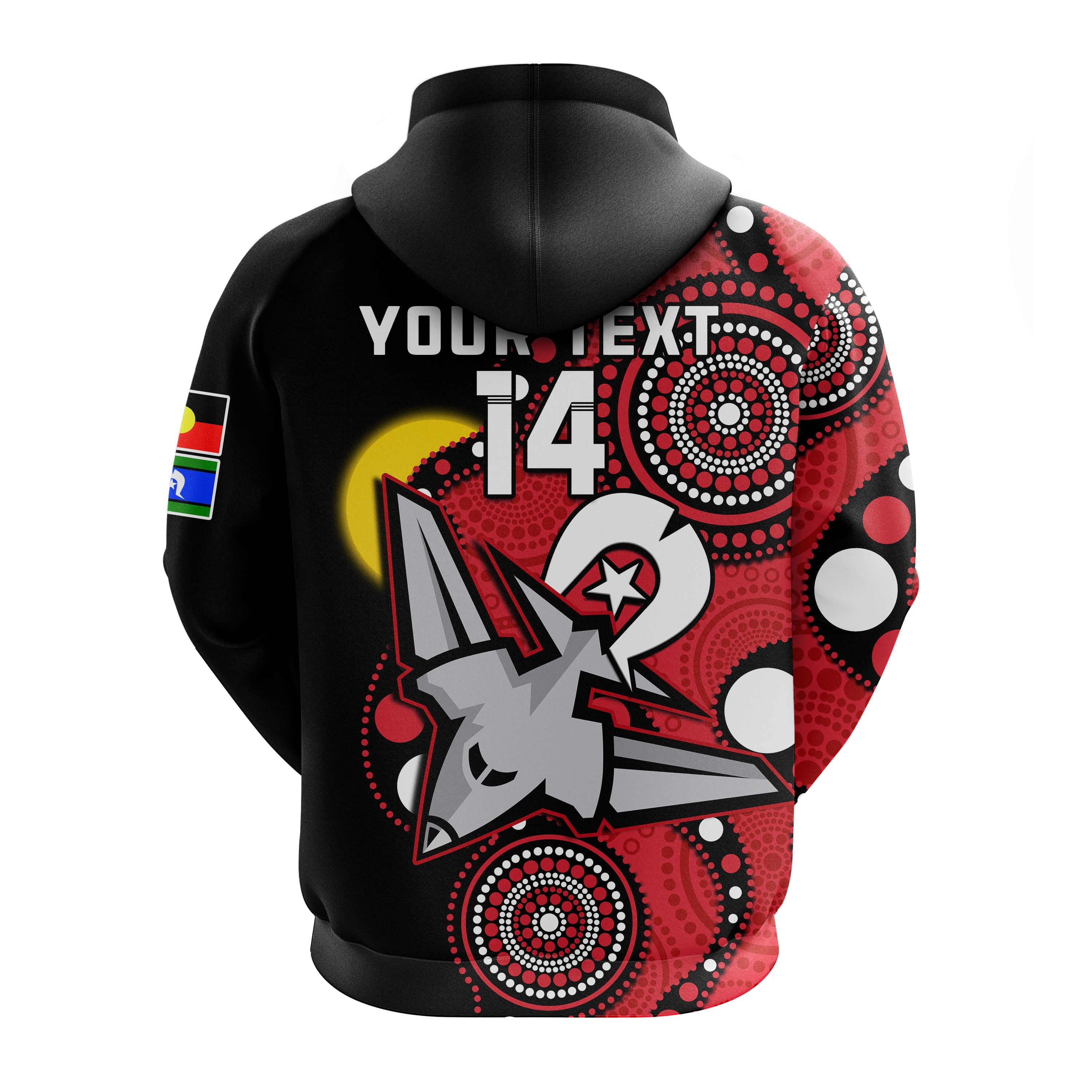 (Custom Text And Number) Essendon Football NAIDOC 2023 Hoodie Bombers For Our Elders Indigenous Art - Vibe Hoodie Shop