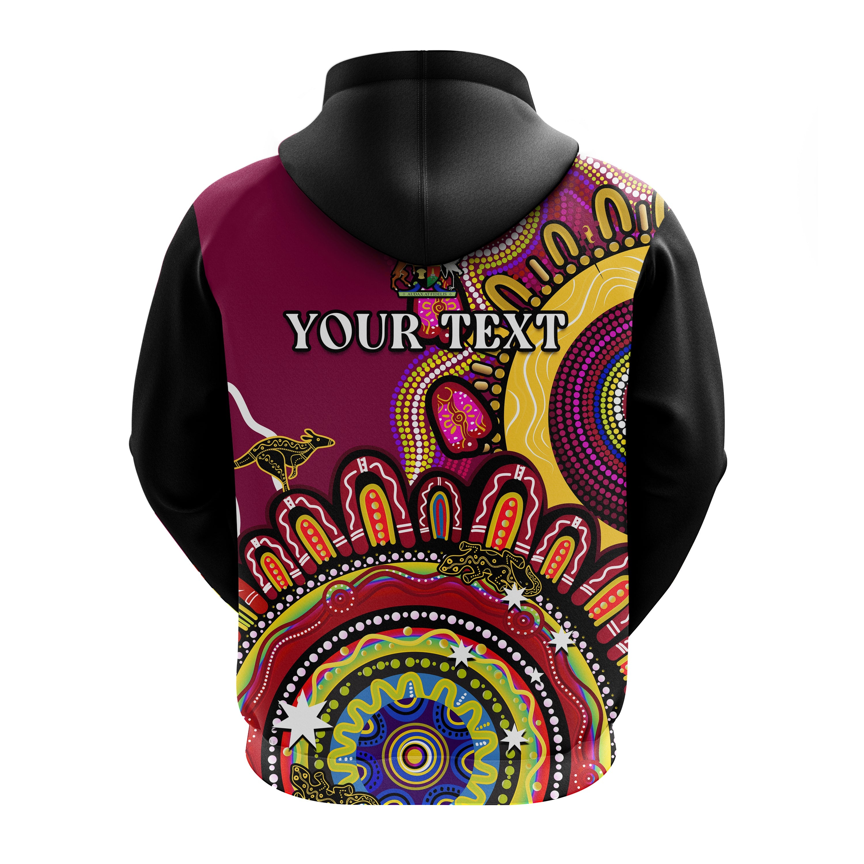(Custom Personalised) Queensland State Hoodie QLD Australian Indigenous Art - Vibe Hoodie Shop
