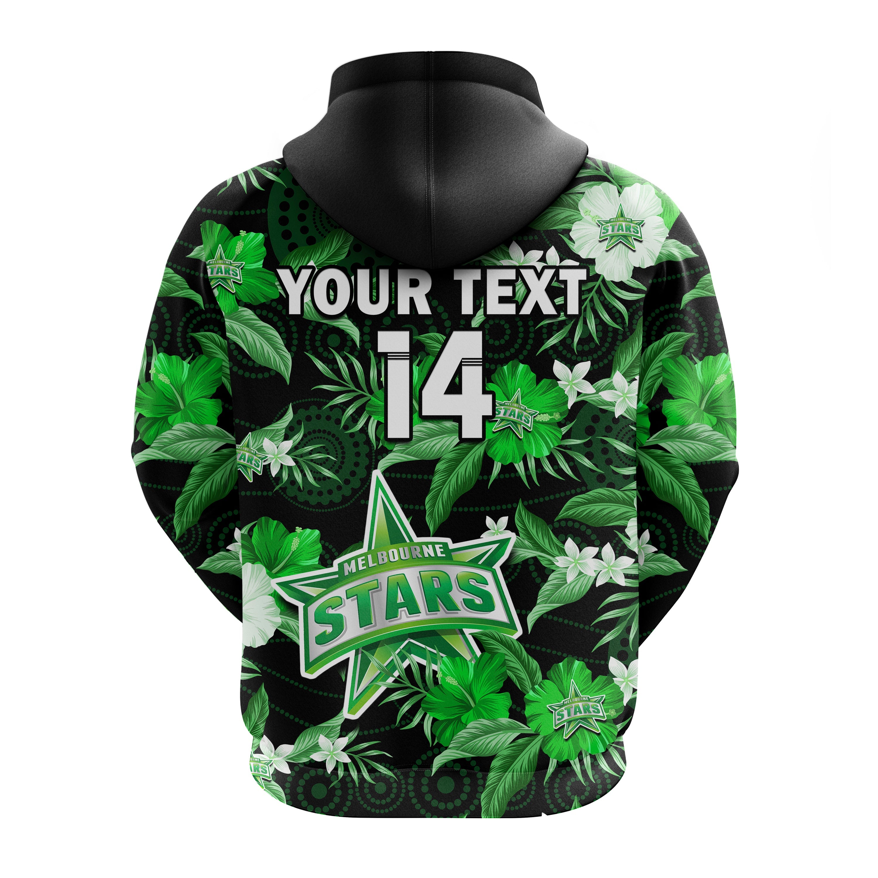 (Custom Text And Number) Melbourne Stars Cricket Hoodie Aboriginal Art Mix Tropical Flowers - Vibe Hoodie Shop