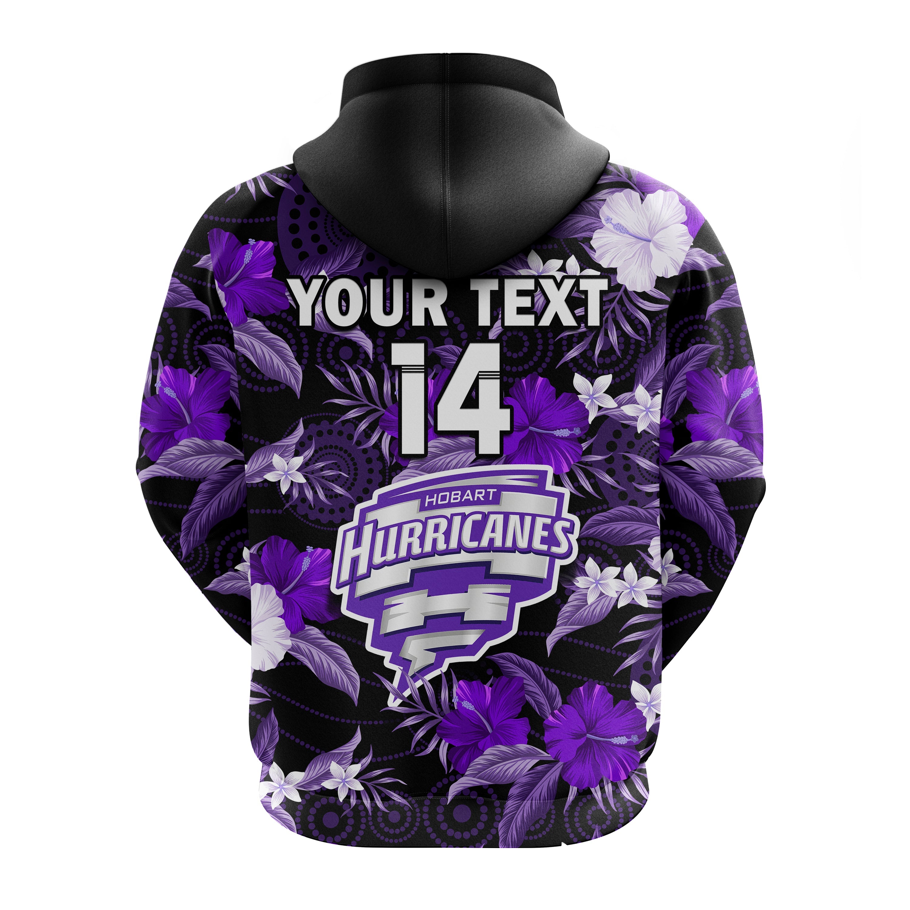 (Custom Text And Number) Hobart Hurricanes Cricket Hoodie Aboriginal Art Mix Tropical Flowers - Vibe Hoodie Shop
