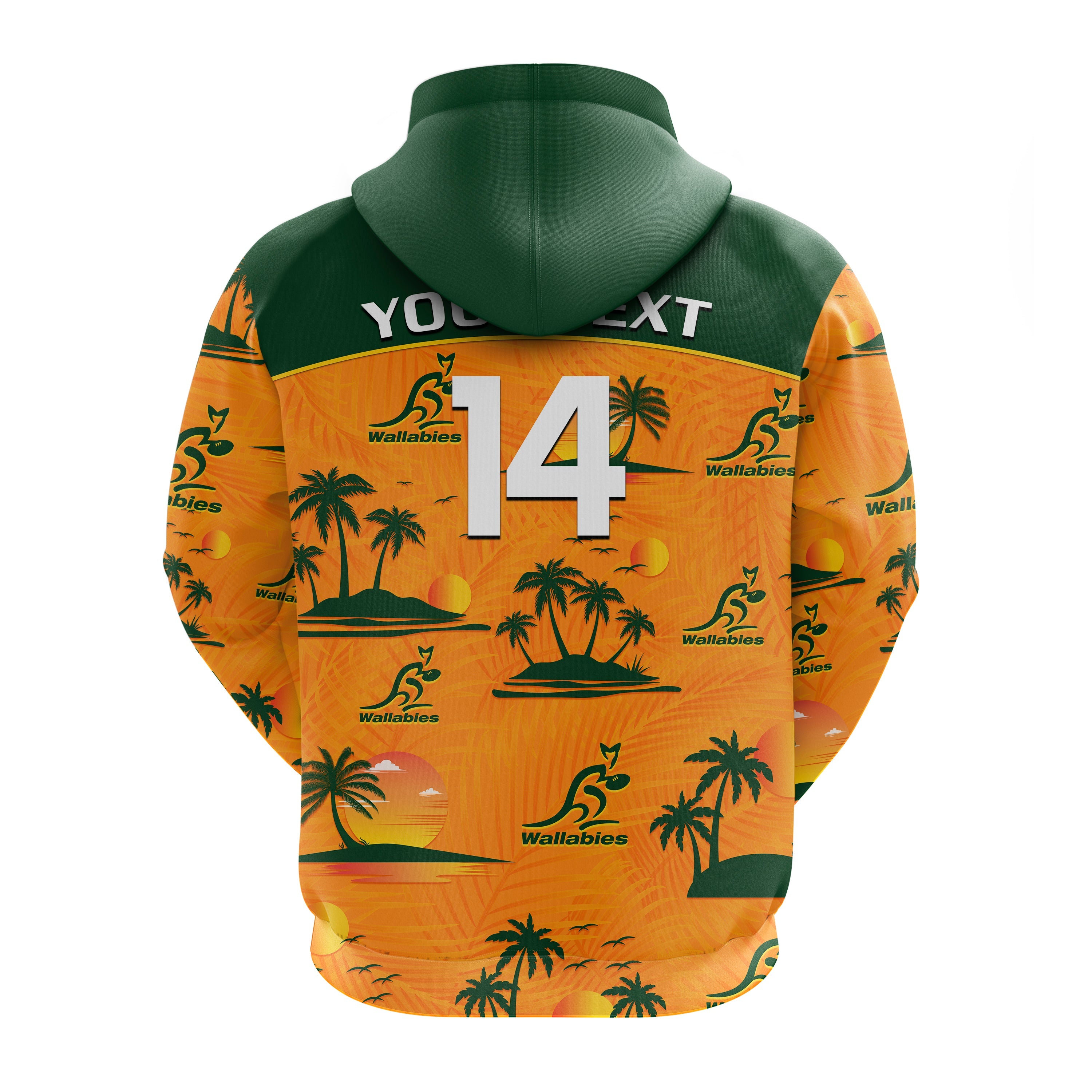 (Custom Text And Number) Wallabies Australian Rugby Hoodie Hawaii Style - Vibe Hoodie Shop