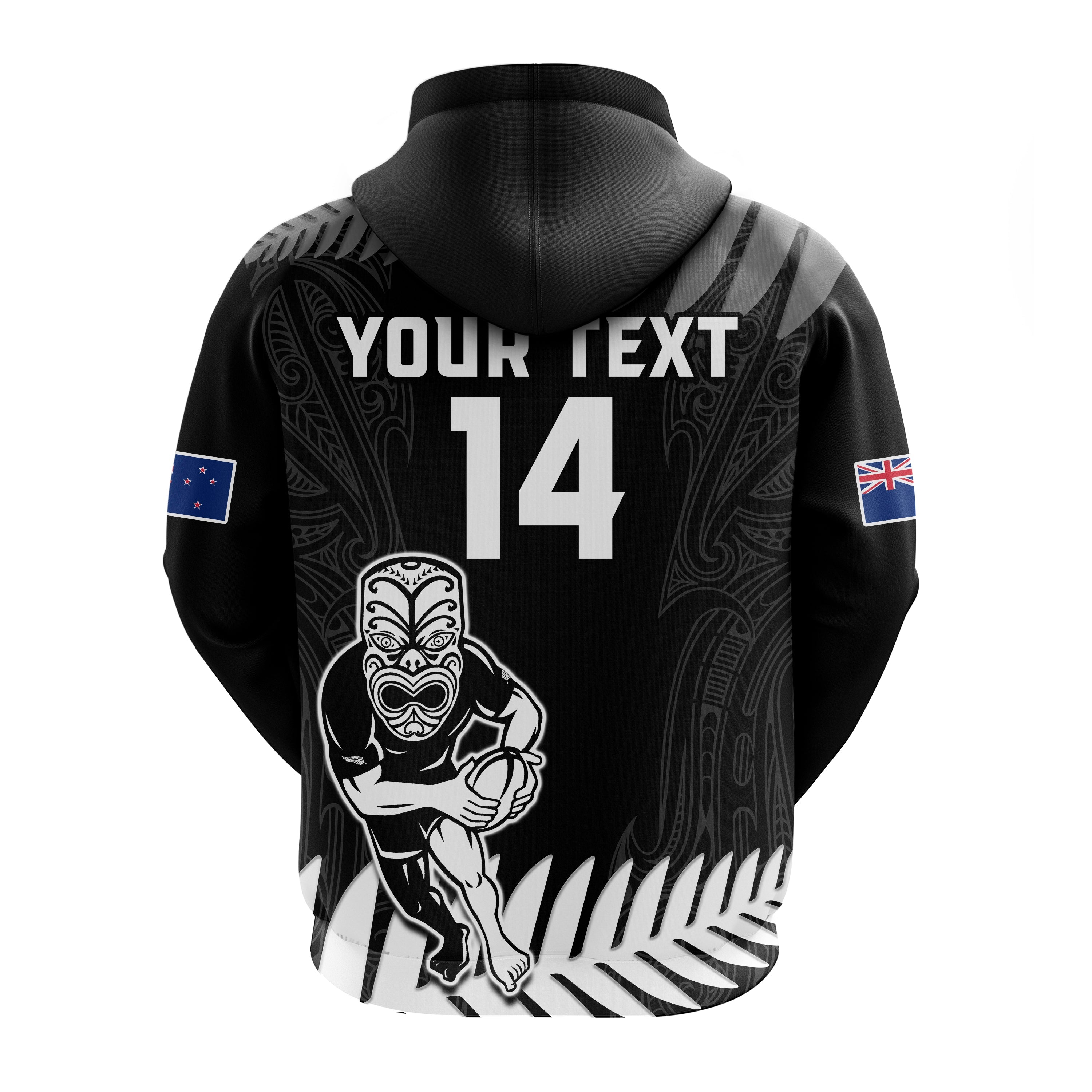 (Custom Text And Number) New Zealand Silver Fern Rugby Hoodie NZ Kiwi Pacific Maori Sporty - Vibe Hoodie Shop