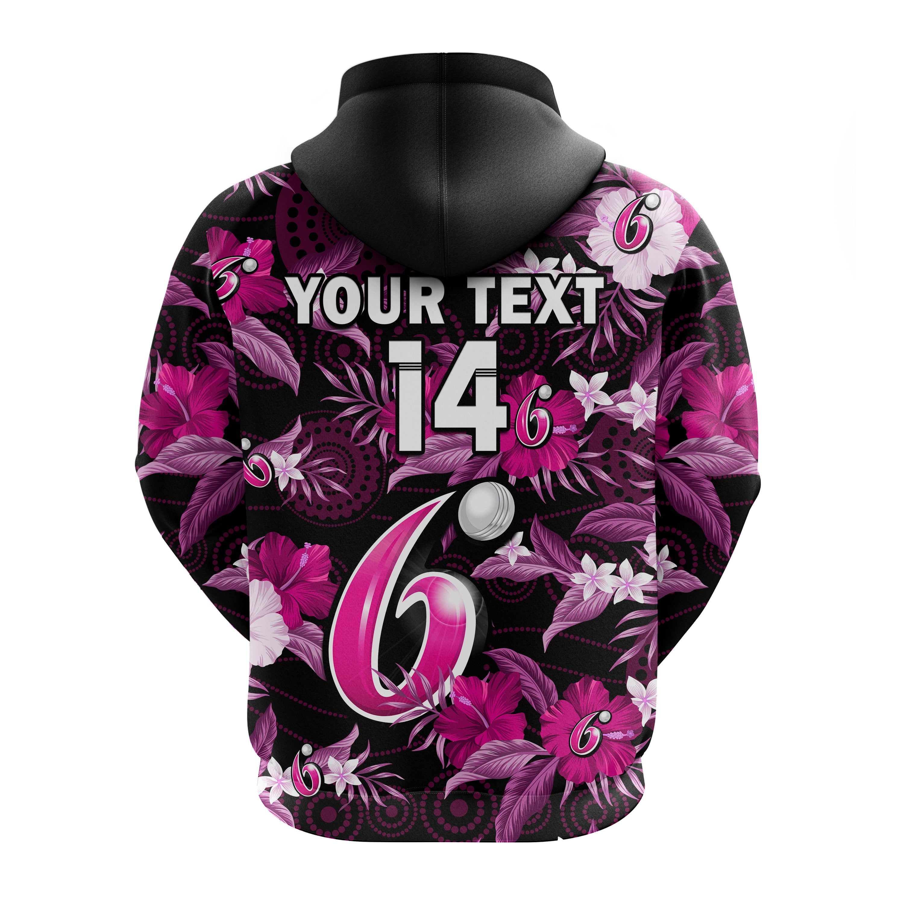 (Custom Text And Number) Sydney Sixers Cricket Hoodie Aboriginal Art Mix Tropical Flowers - Vibe Hoodie Shop