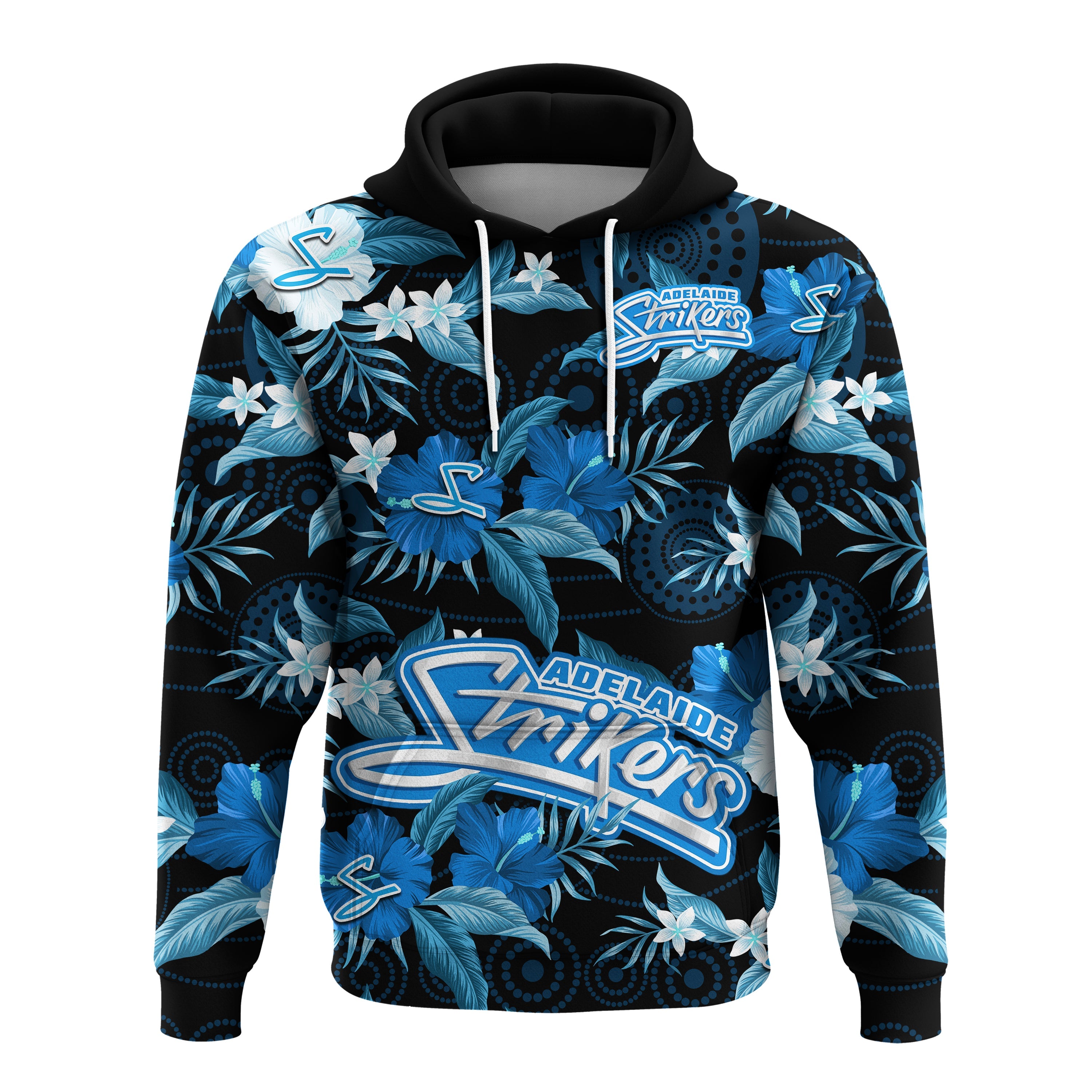 Adelaide Strikers Cricket Hoodie Aboriginal Art Mix Tropical Flowers - Vibe Hoodie Shop
