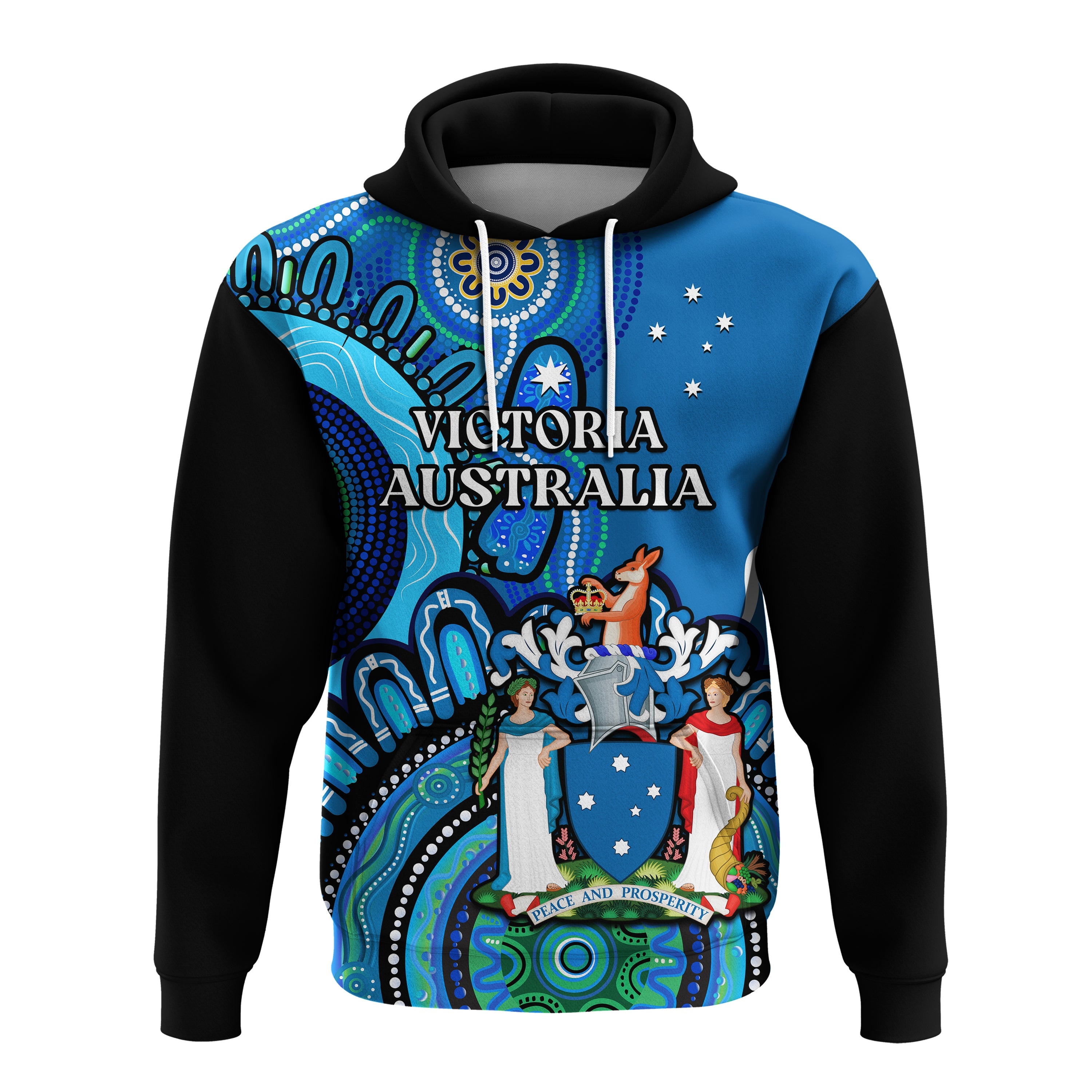 (Custom Personalised) Victoria State Hoodie Australian Indigenous Art - Vibe Hoodie Shop