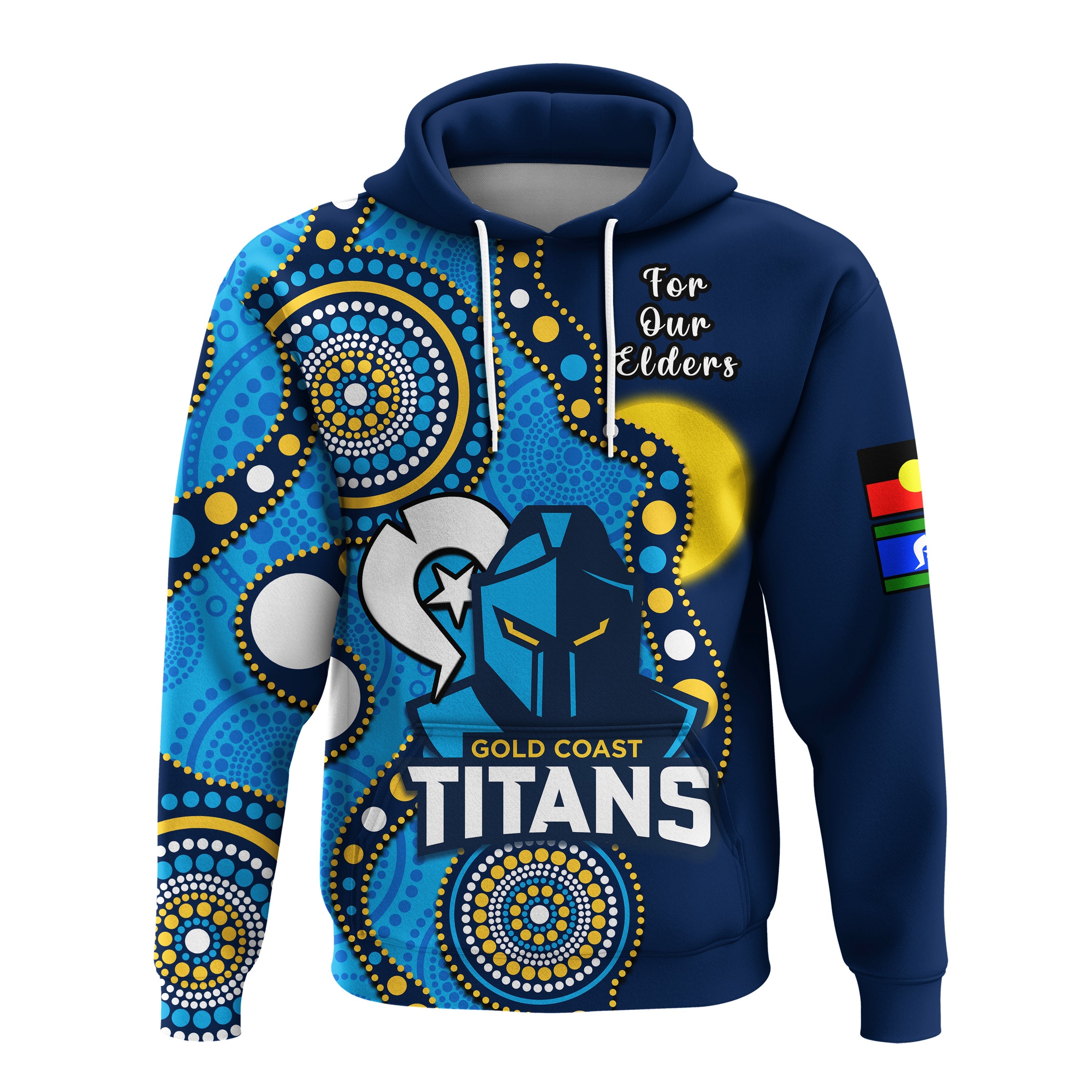 (Custom Text And Number) Titans Rugby NAIDOC 2023 Hoodie Indigenous For Our Elders - Vibe Hoodie Shop