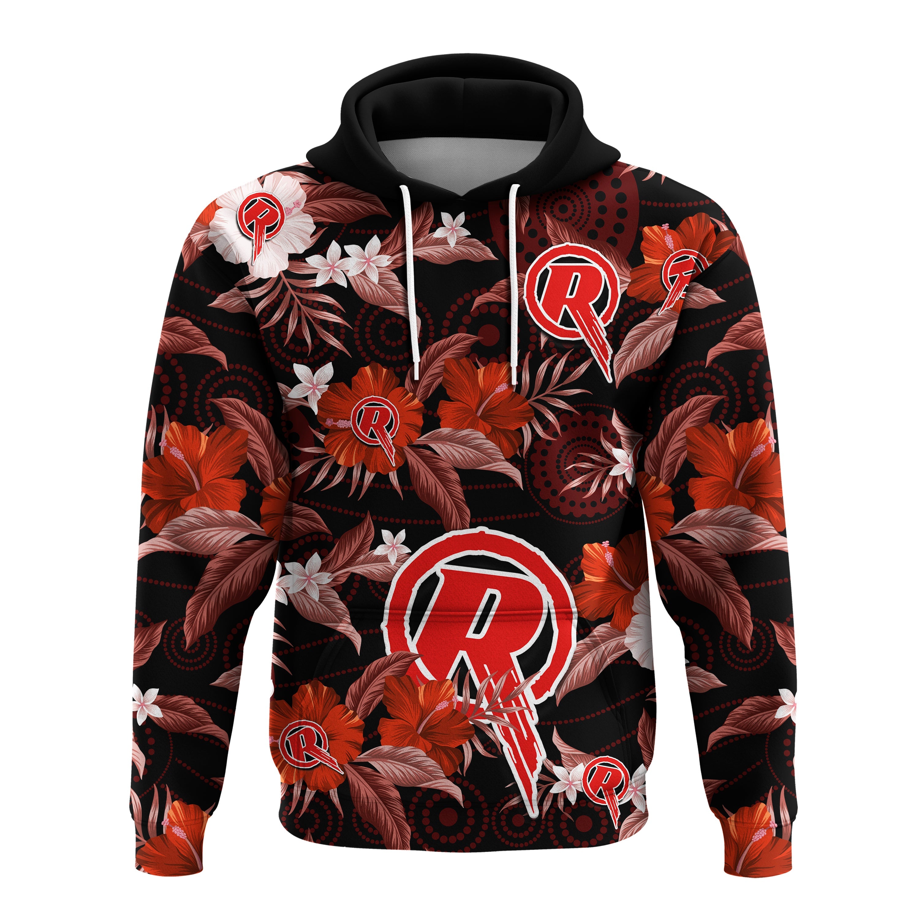 Melbourne Renegades Cricket Hoodie Aboriginal Art Mix Tropical Flowers - Vibe Hoodie Shop
