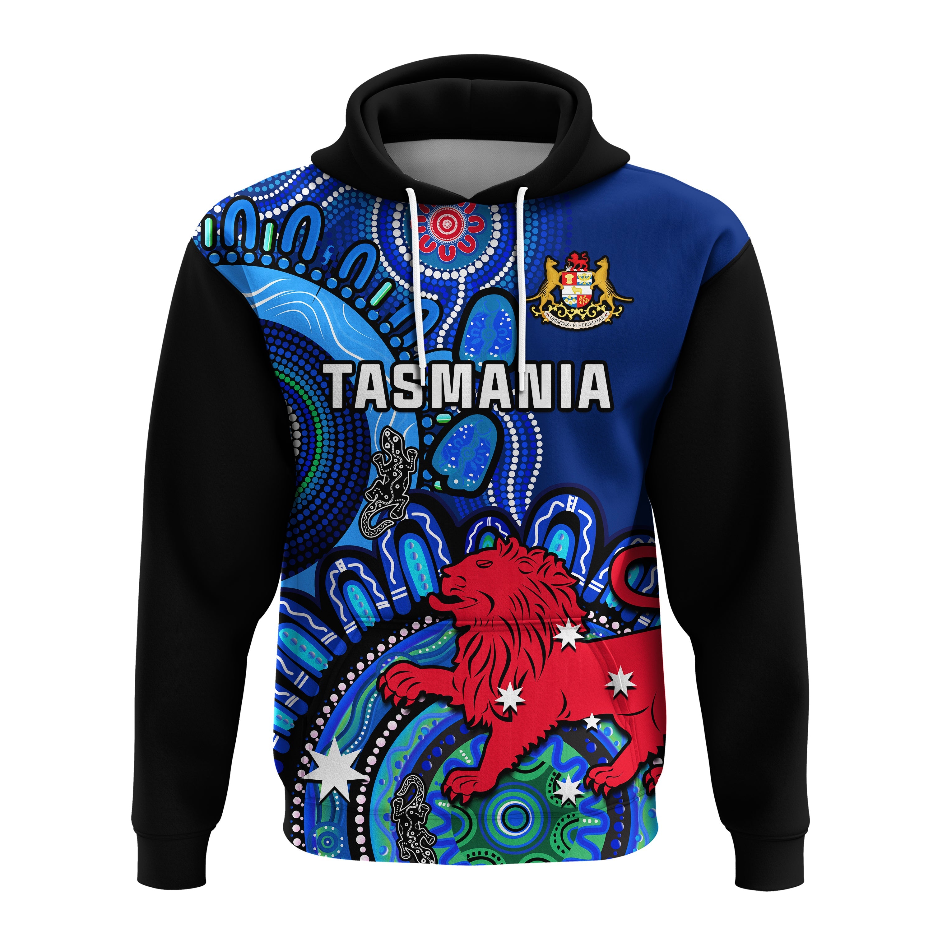 Tasmania State Hoodie Australian Indigenous Art - Vibe Hoodie Shop