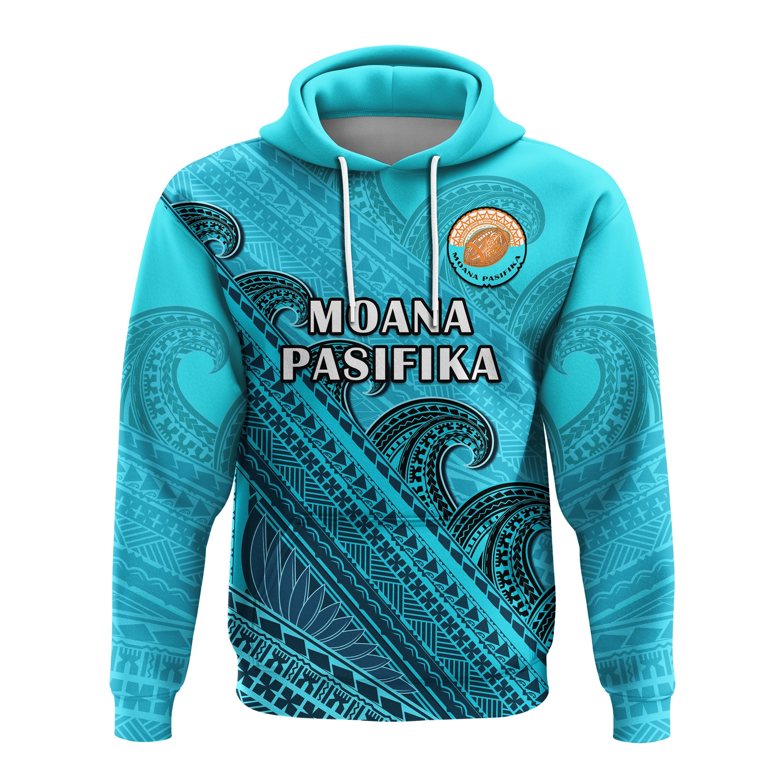 (Custom Text And Number) Moana Pasifika Rugby Hoodie Aotearoa Super Polynesian Pattern - Vibe Hoodie Shop