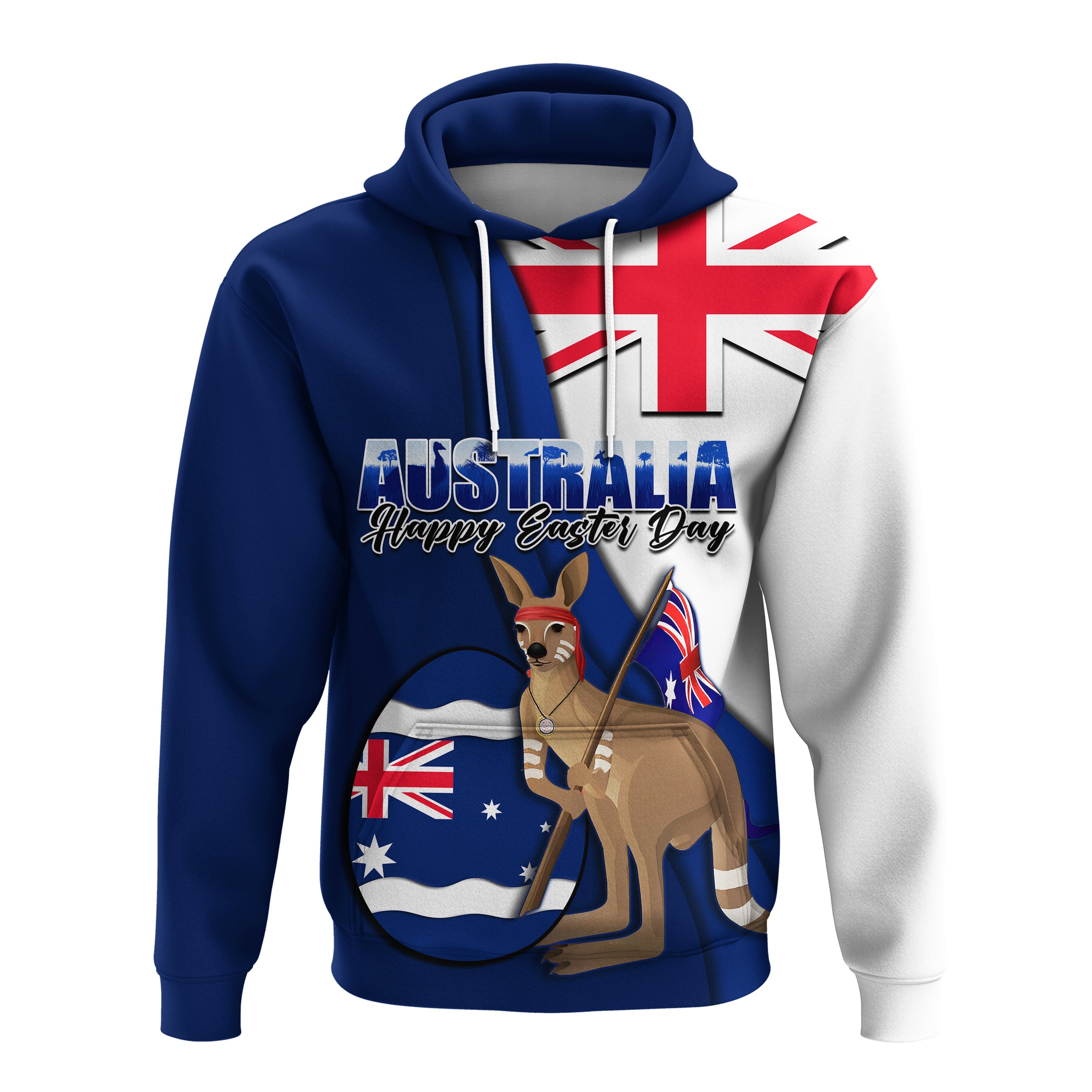 (Custom Personalised) Australia Easter Day Hoodie Kangaroo With Egg Flag Style - Vibe Hoodie Shop