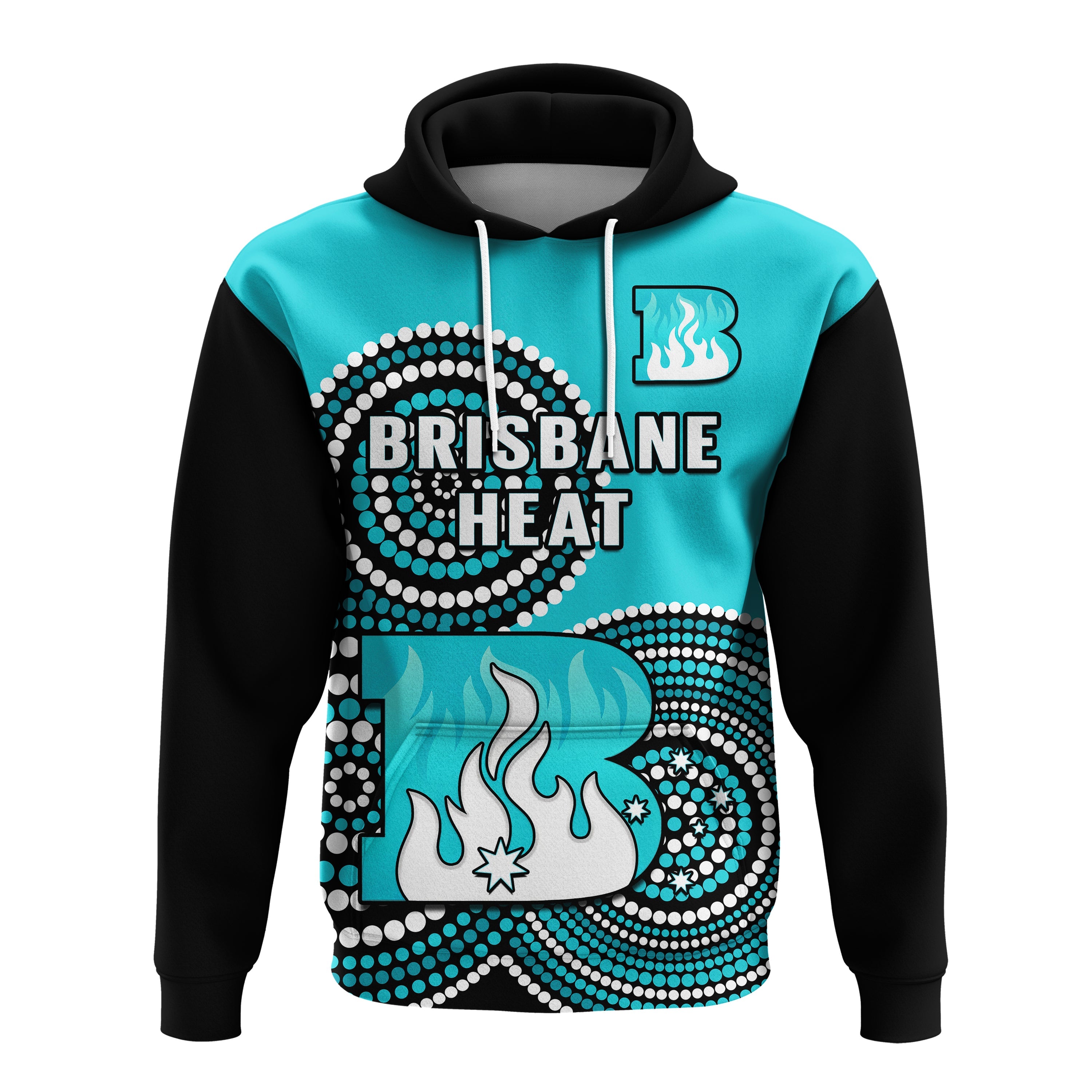 (Custom Text And Number) Brisbane Heat Cricket Hoodie Champions BBL12 Proud Indigenous Art - Vibe Hoodie Shop