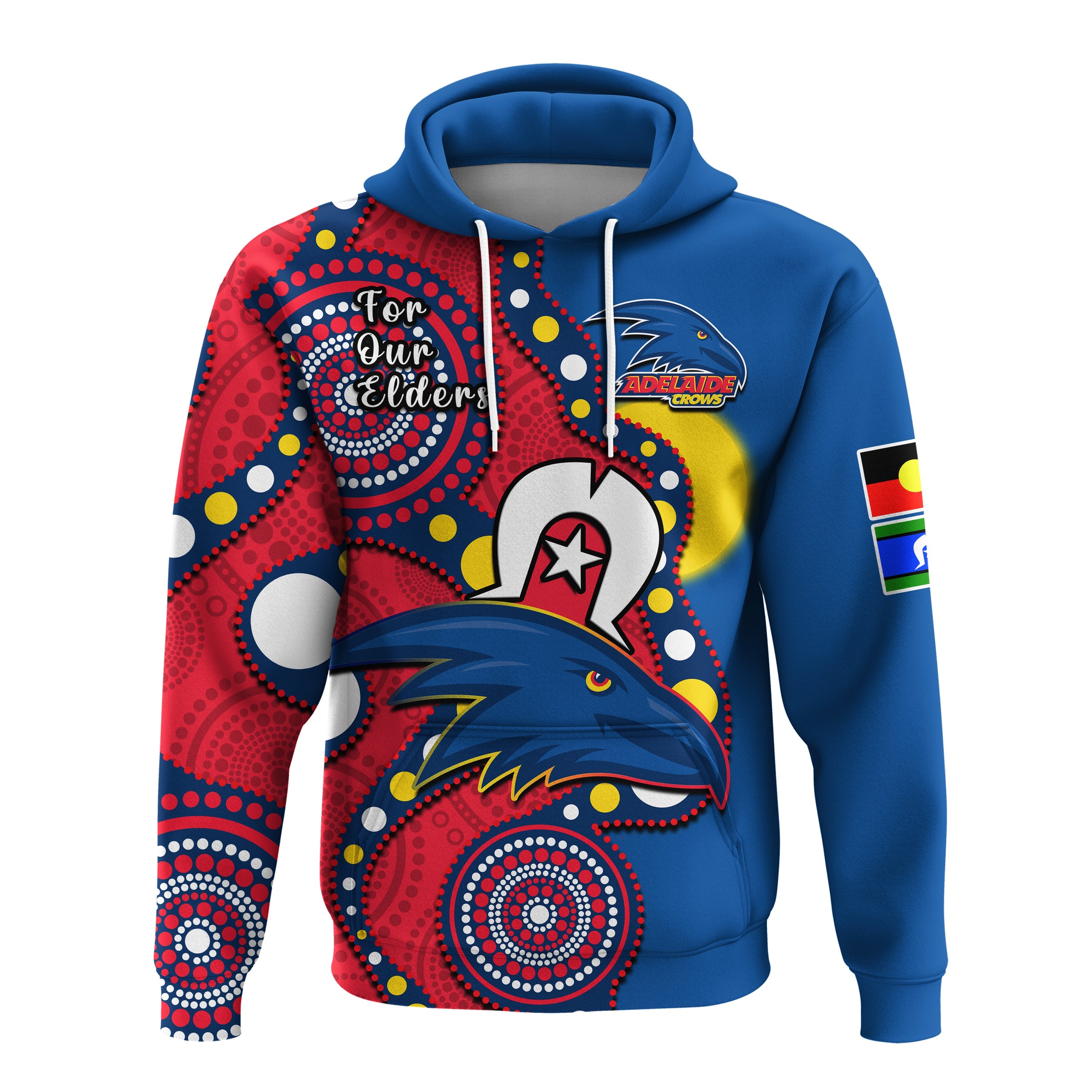 (Custom Text And Number) Adelaide Football NAIDOC 2023 Hoodie Crows For Our Elders Indigenous - Vibe Hoodie Shop
