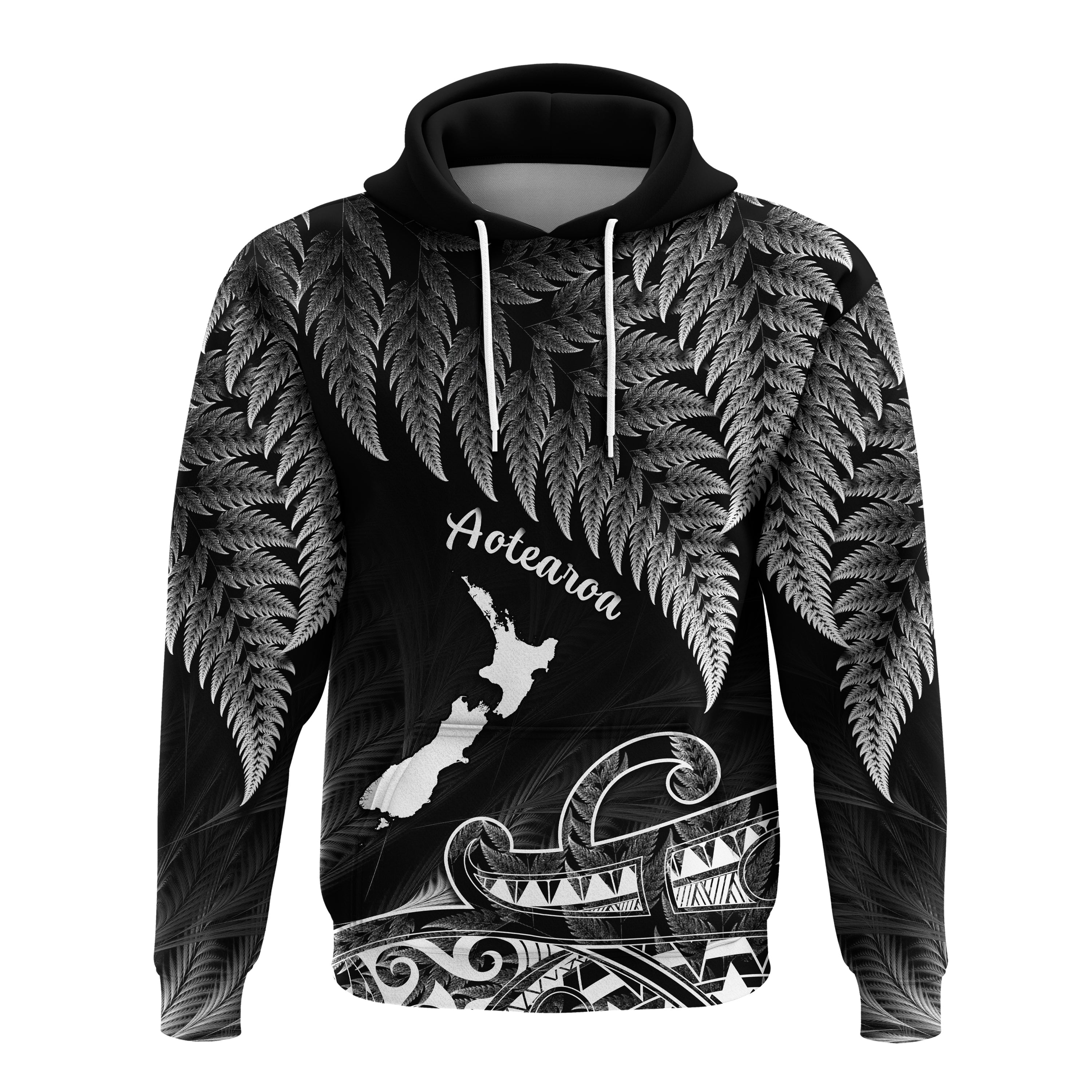 (Custom Personalised) New Zealand Silver Fern Hoodie Aotearoa Map Maori - Vibe Hoodie Shop