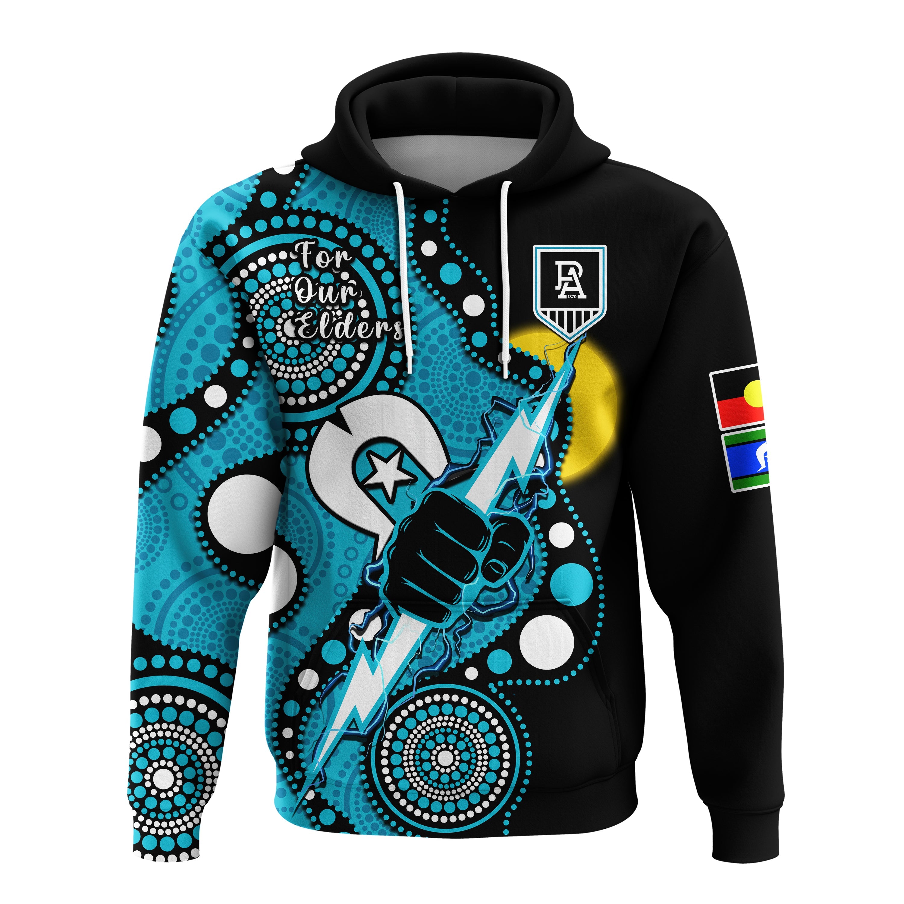 Port Adelaide Football NAIDOC 2023 Hoodie For Our Elders Indigenous Art - Vibe Hoodie Shop