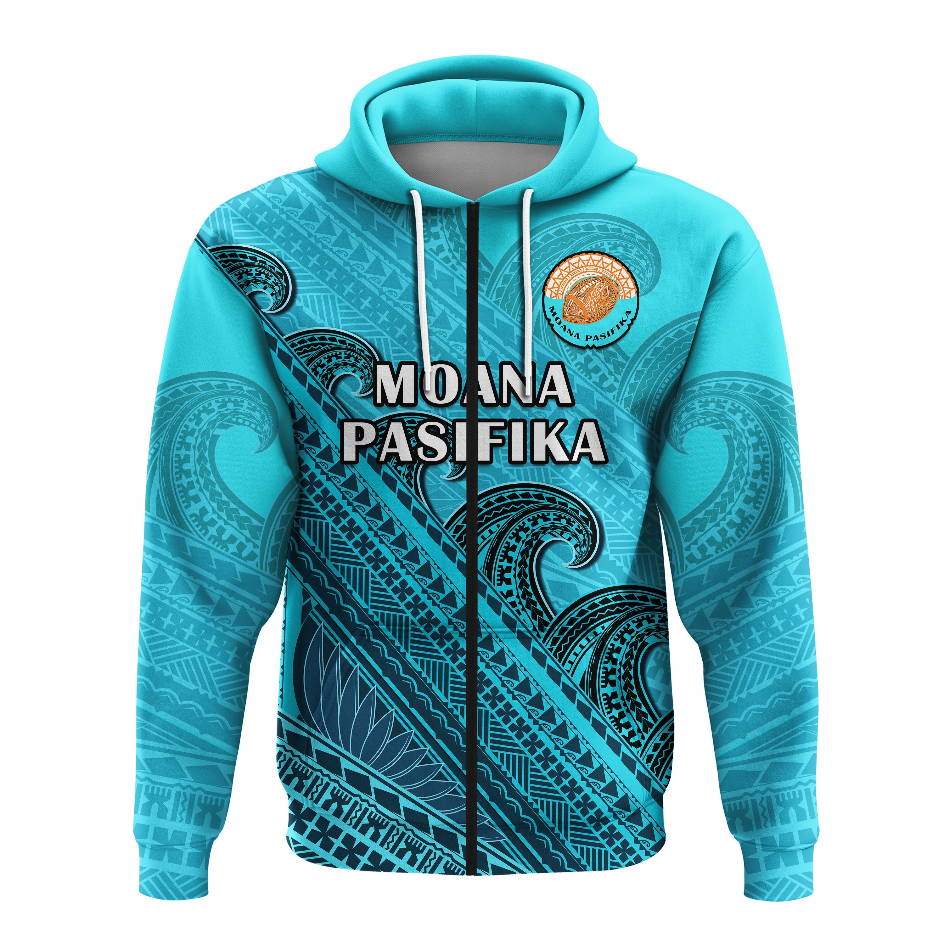 (Custom Text And Number) Moana Pasifika Rugby Hoodie Aotearoa Super Polynesian Pattern - Vibe Hoodie Shop