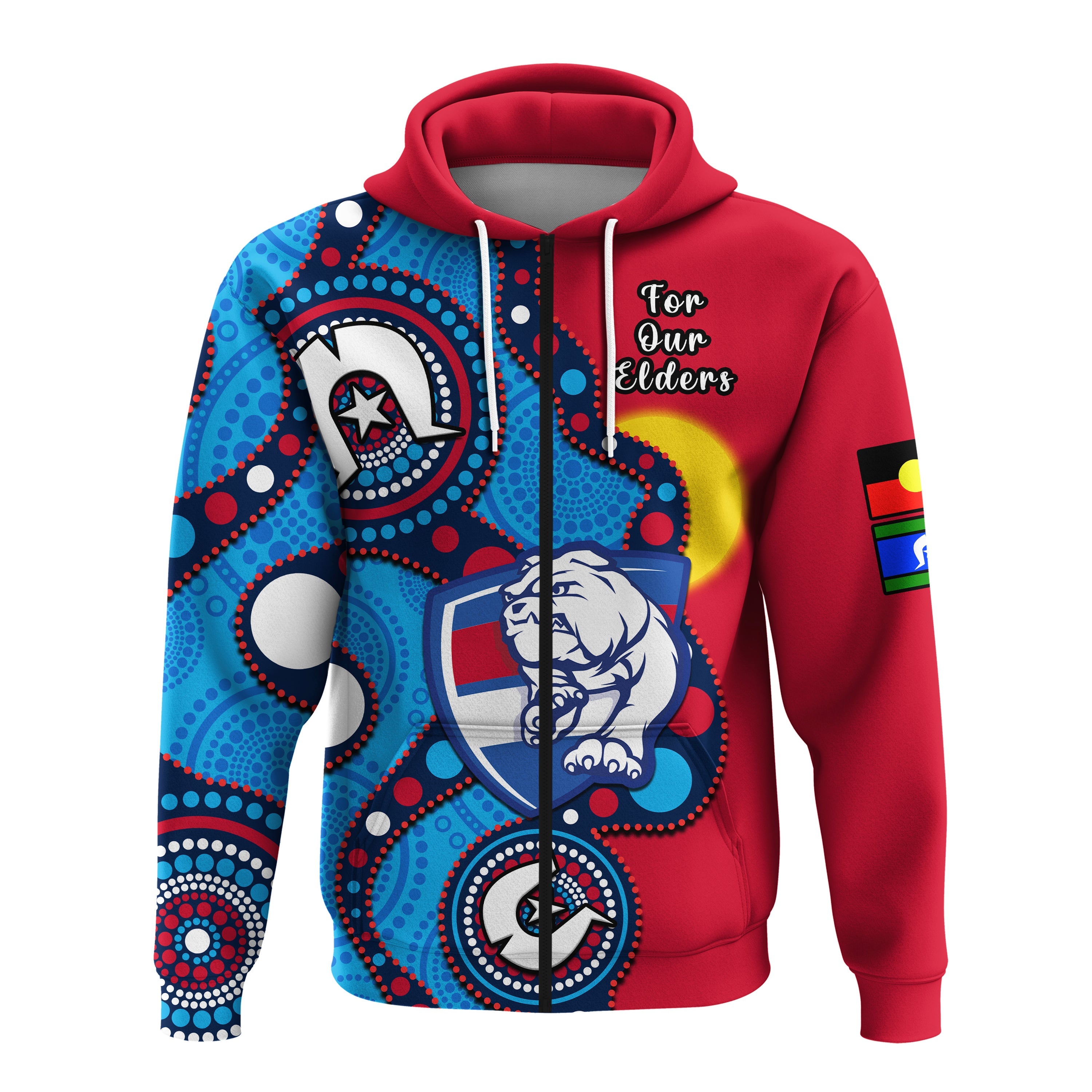 (Custom Text And Number) Western Bulldogs Football NAIDOC 2023 Hoodie Indigenous For Our Elders - Vibe Hoodie Shop