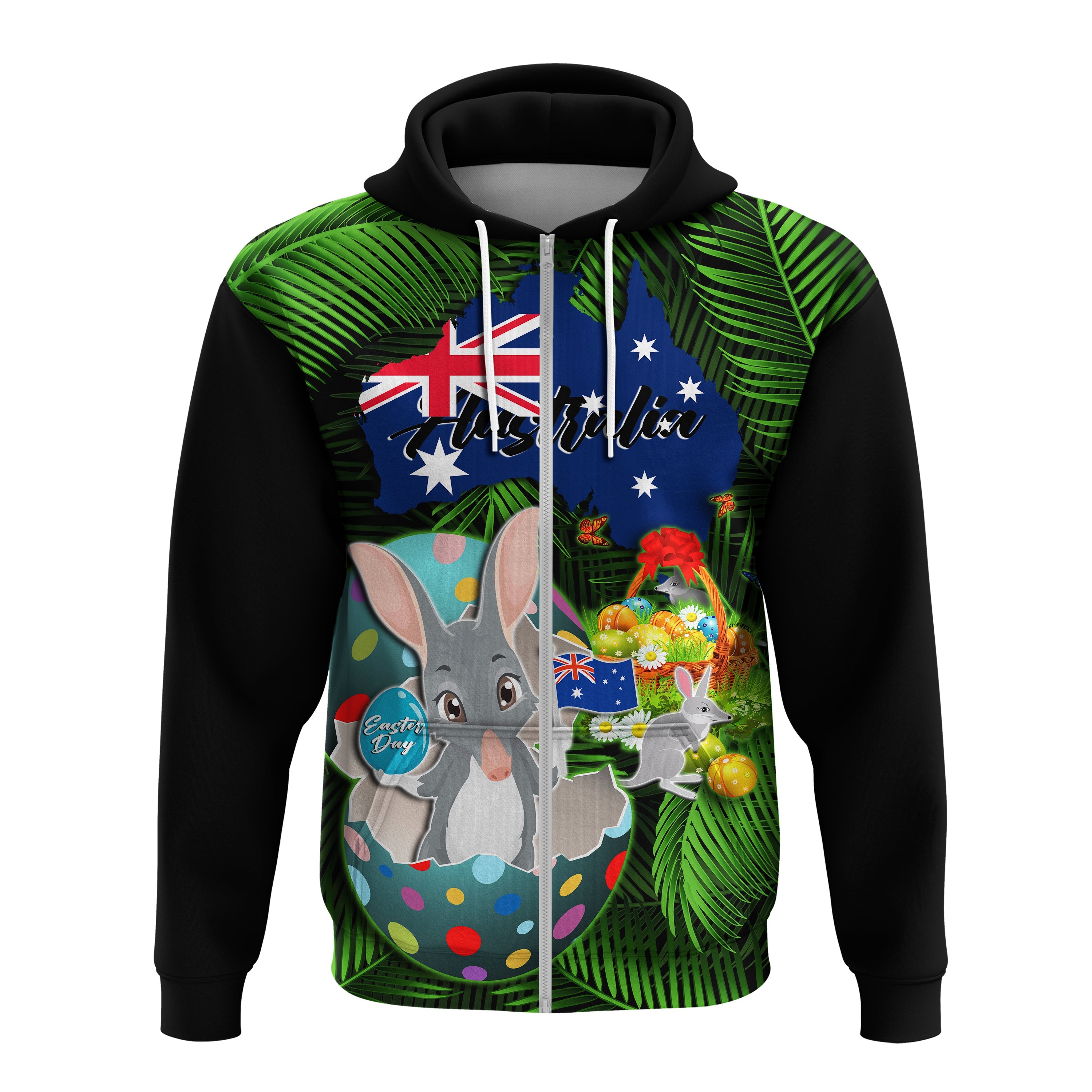 (Custom Personalised) Australia Easter Day Hoodie Bilby With Eggs Tropical Style - Vibe Hoodie Shop