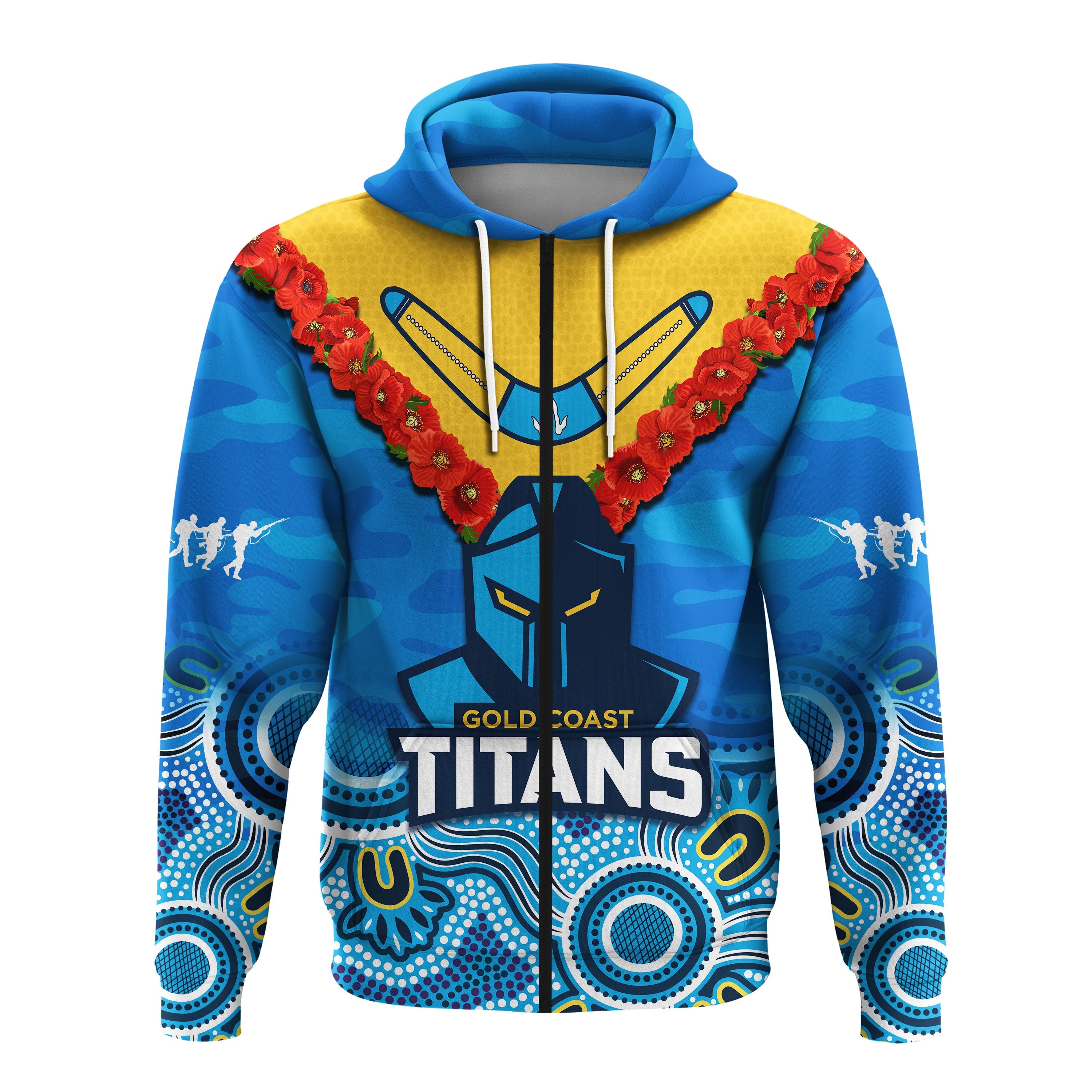 Titans ANZAC 2023 Hoodie Camouflage Poppy Mix Aboriginal - Vibe Hoodie Shop