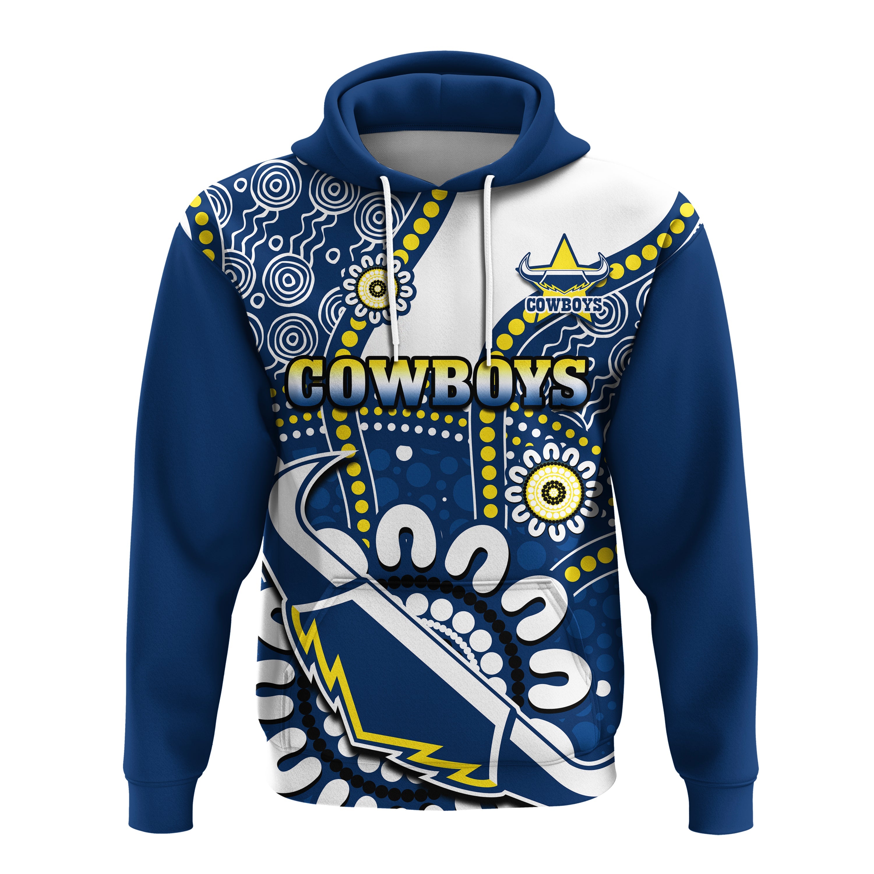 Cowboys Rugby Hoodie Indigenous Art - Vibe Hoodie Shop