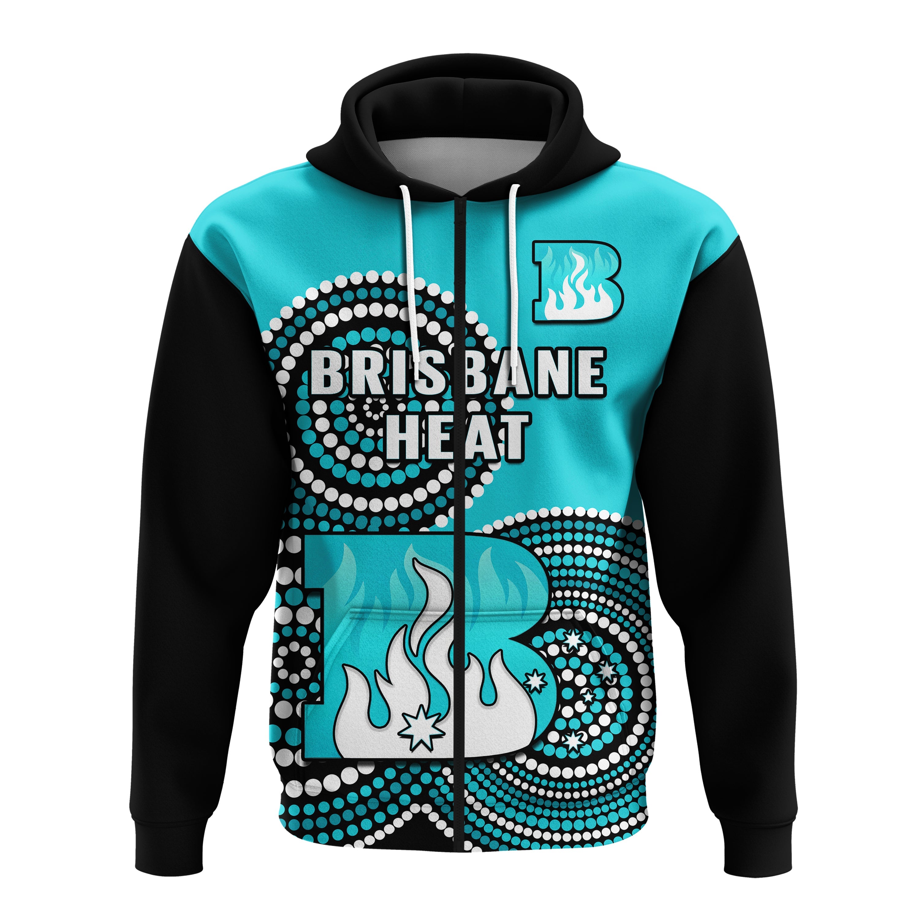 (Custom Text And Number) Brisbane Heat Cricket Hoodie Champions BBL12 Proud Indigenous Art - Vibe Hoodie Shop