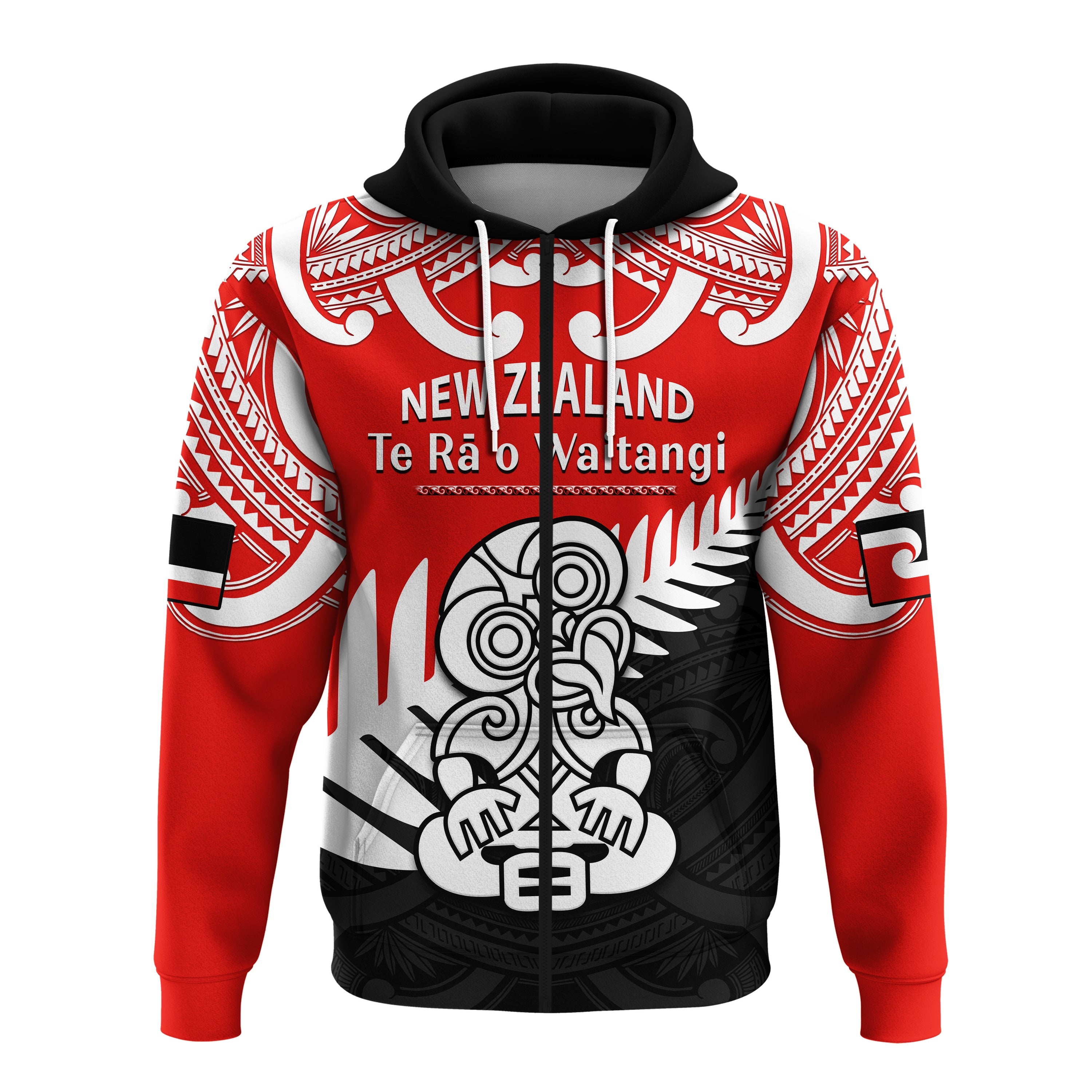 (Custom Personalised) Waitangi Day Hoodie Tino Rangatiratanga Flag With Tiki Maori Fern - Vibe Hoodie Shop