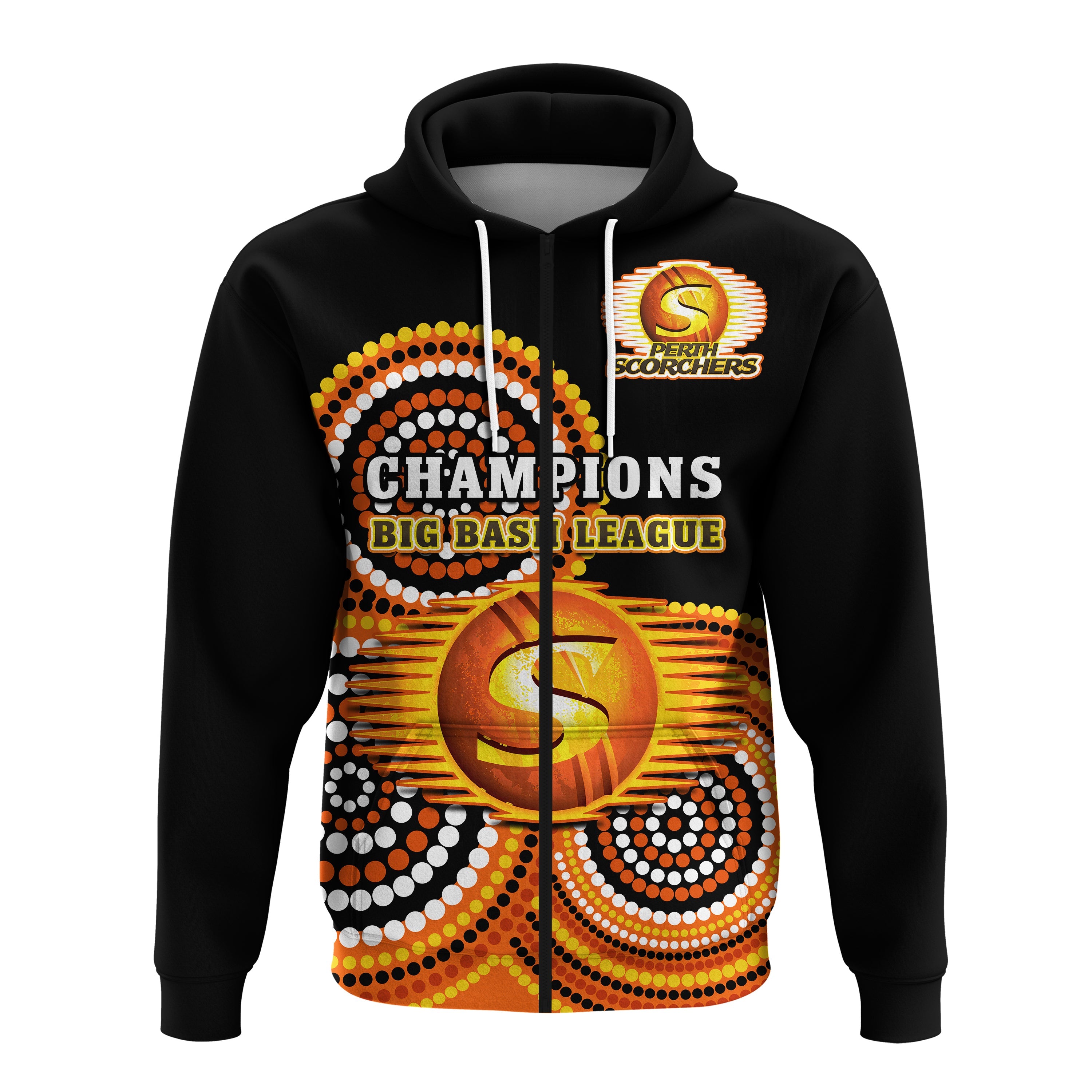 Perth Scorchers Cricket Hoodie Champions BBL12 Proud Indigenous Art - Vibe Hoodie Shop