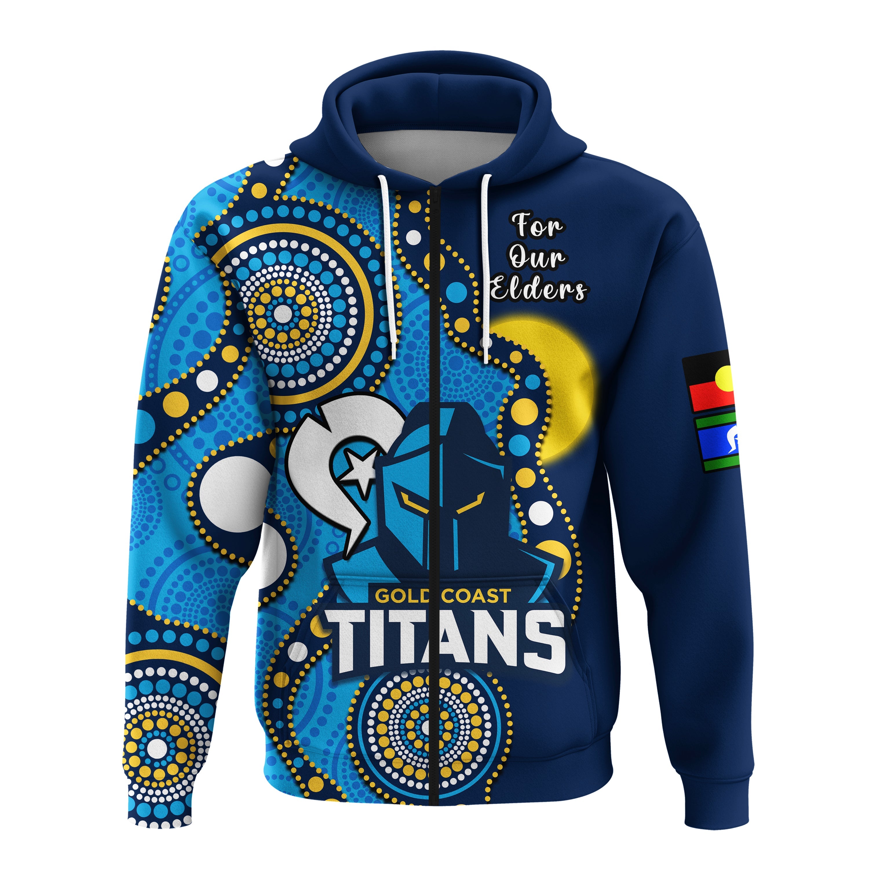 (Custom Text And Number) Titans Rugby NAIDOC 2023 Hoodie Indigenous For Our Elders - Vibe Hoodie Shop