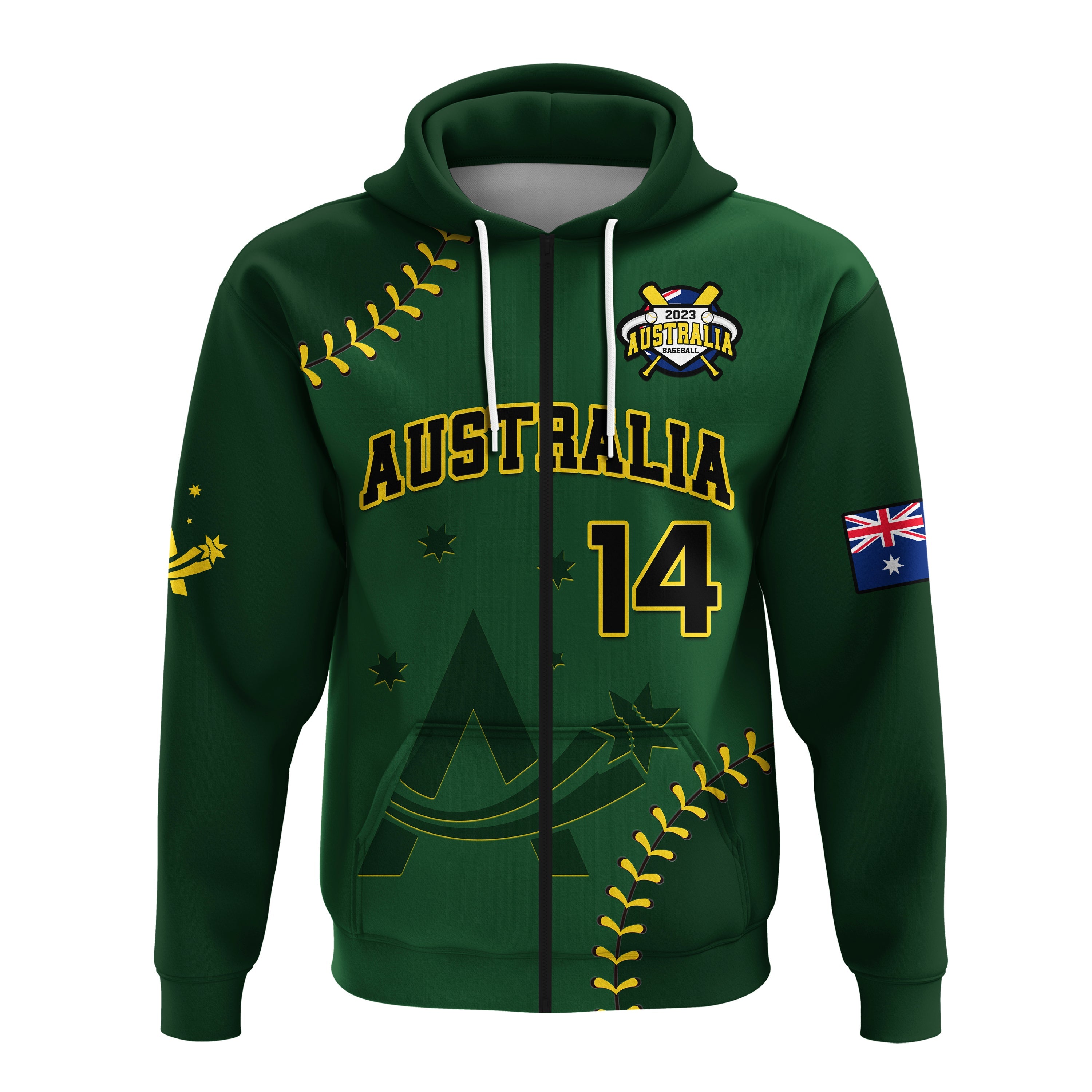 (Custom Text And Number) Australia Baseball 2023 Hoodie Go Aussie - Vibe Hoodie Shop