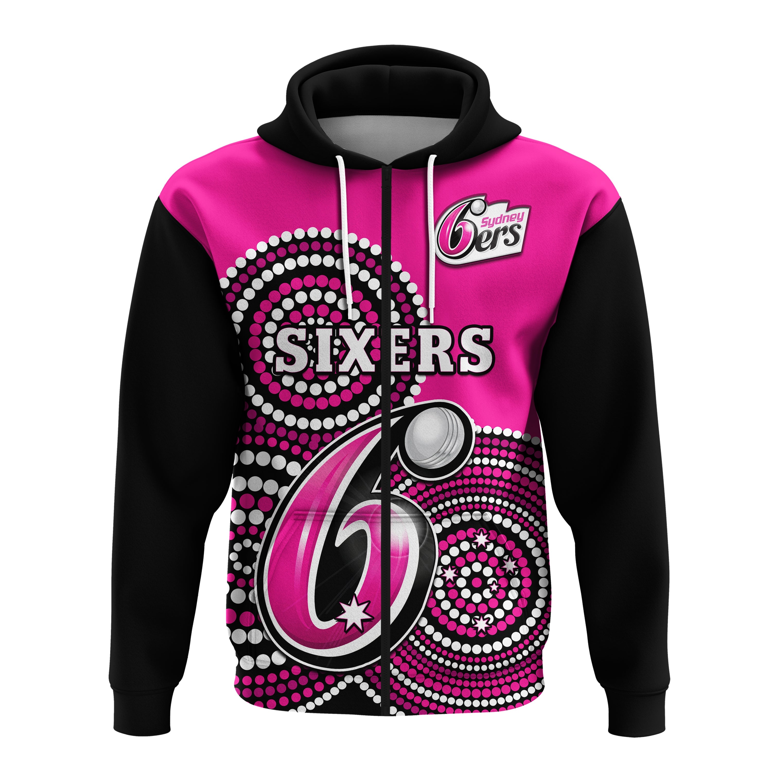 (Custom Text And Number) Sydney Sixers Cricket Hoodie Champions BBL12 Proud Indigenous Art - Vibe Hoodie Shop