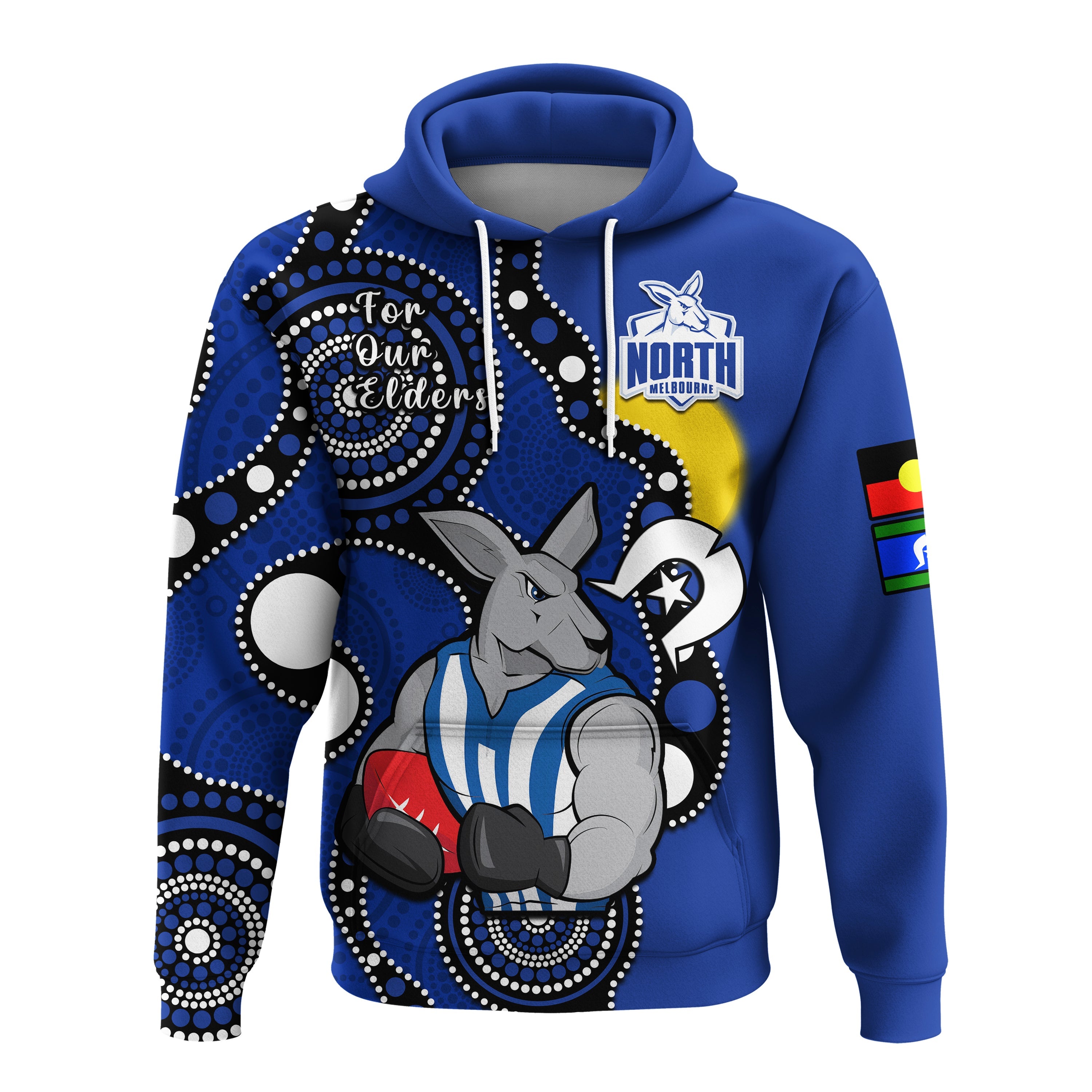 (Custom Text And Number) North Melbourne Football NAIDOC 2023 Hoodie Roos For Our Elders Indigenous - Vibe Hoodie Shop