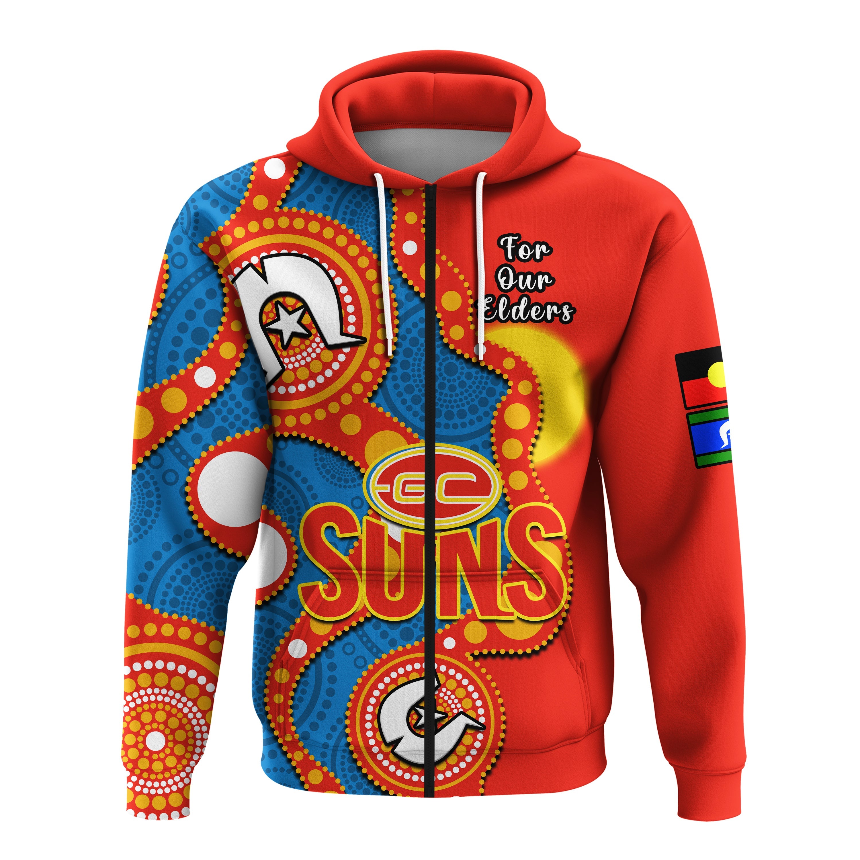 Gold Coast Football NAIDOC 2023 Hoodie Suns Indigenous For Our Elders - Vibe Hoodie Shop