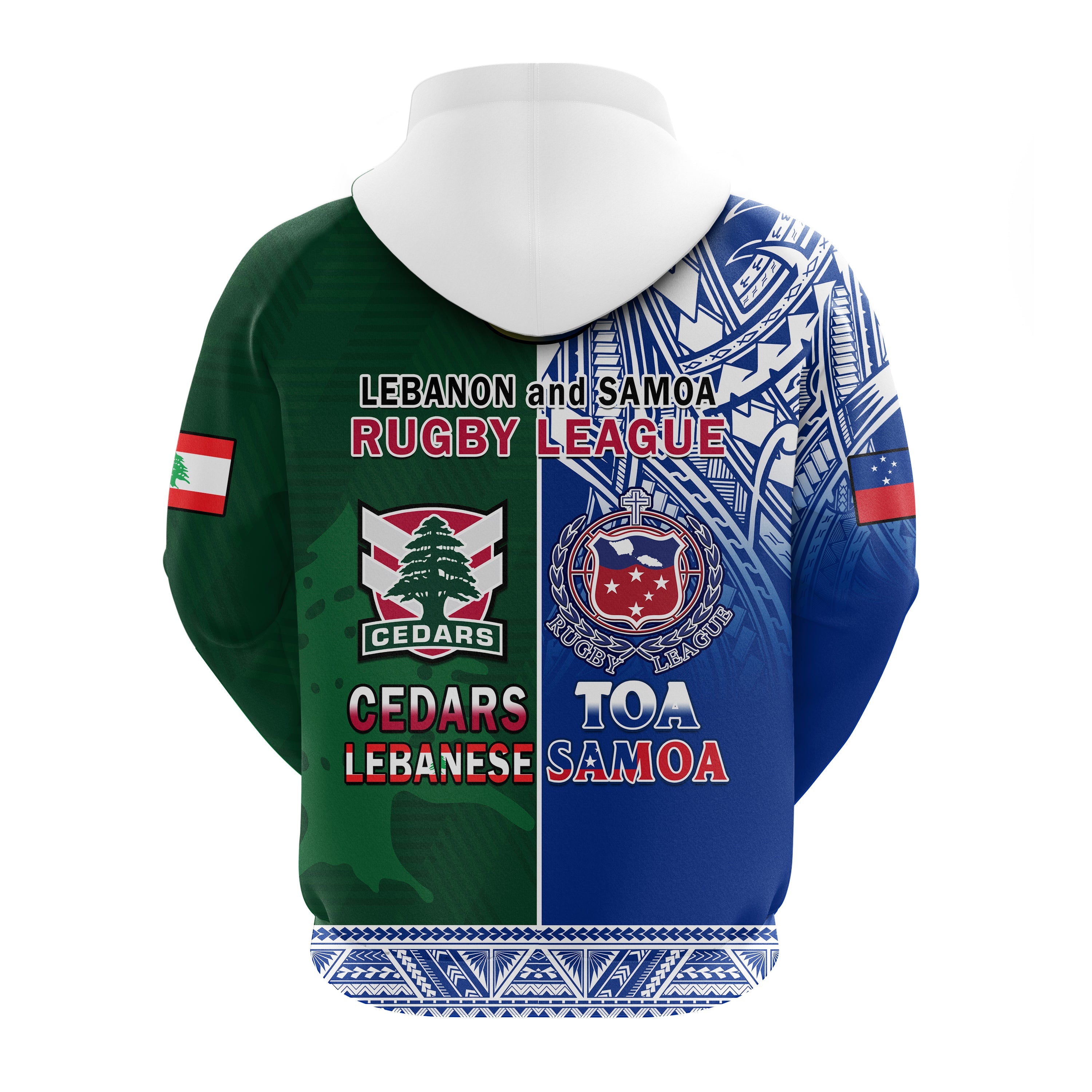Lebanon And Samoa Rugby Hoodie Polynesian Cedars Mix Toa Samoa - Vibe Hoodie Shop
