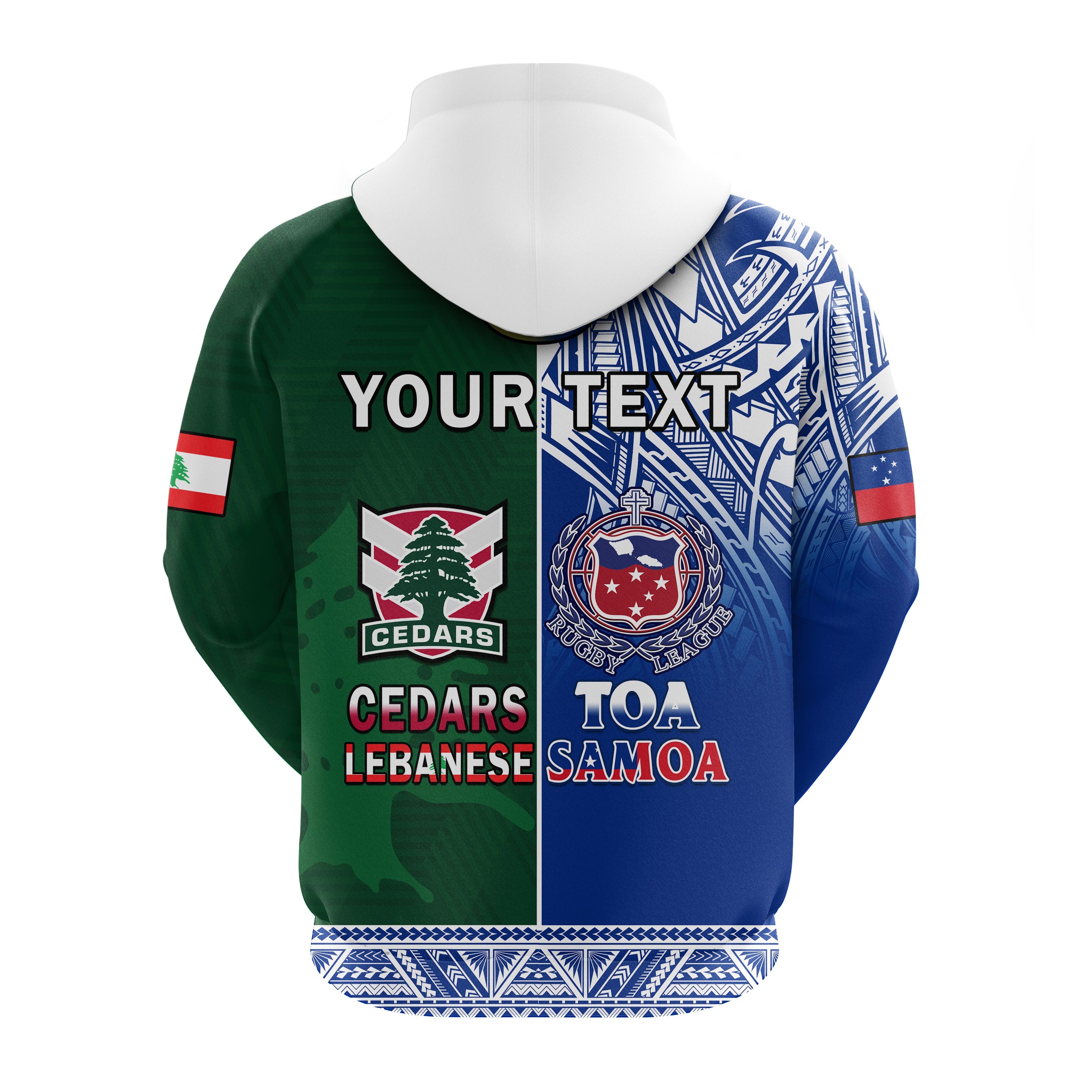 (Custom Personalised) Lebanon And Samoa Rugby Hoodie Polynesian Cedars Mix Toa Samoa - Vibe Hoodie Shop