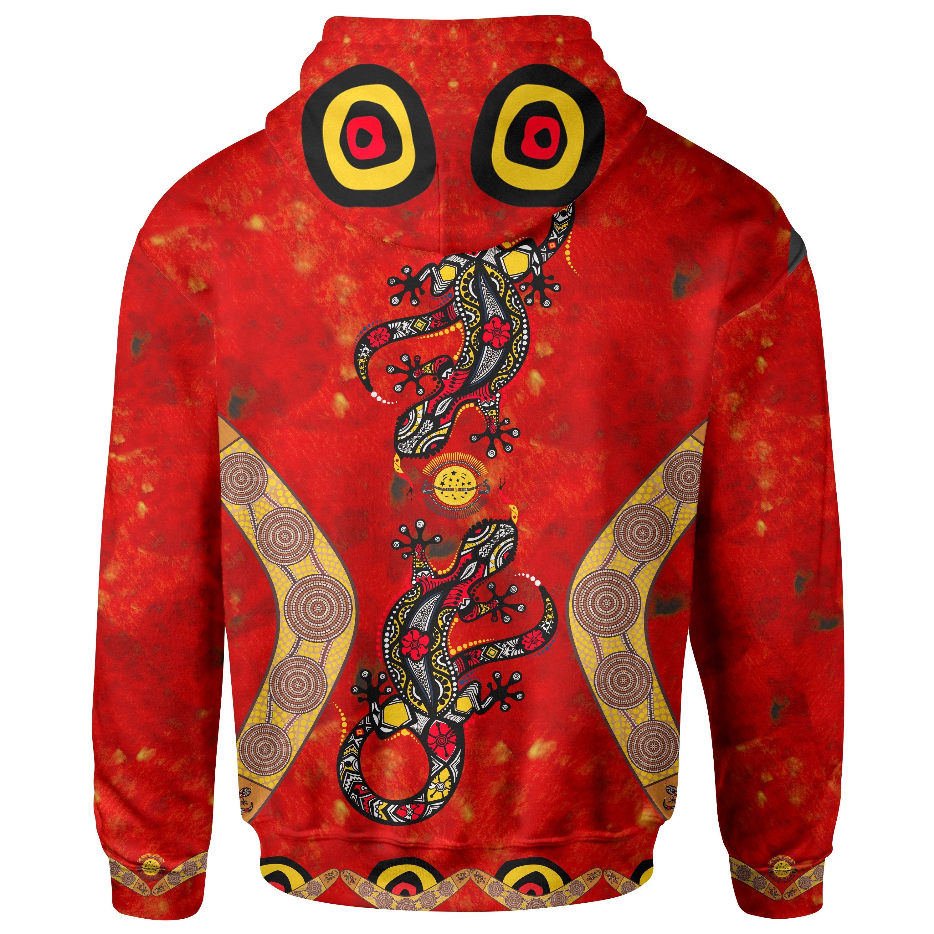 Aboriginal Hoodie - Lizard And Boomerang Pattern - Vibe Hoodie Shop