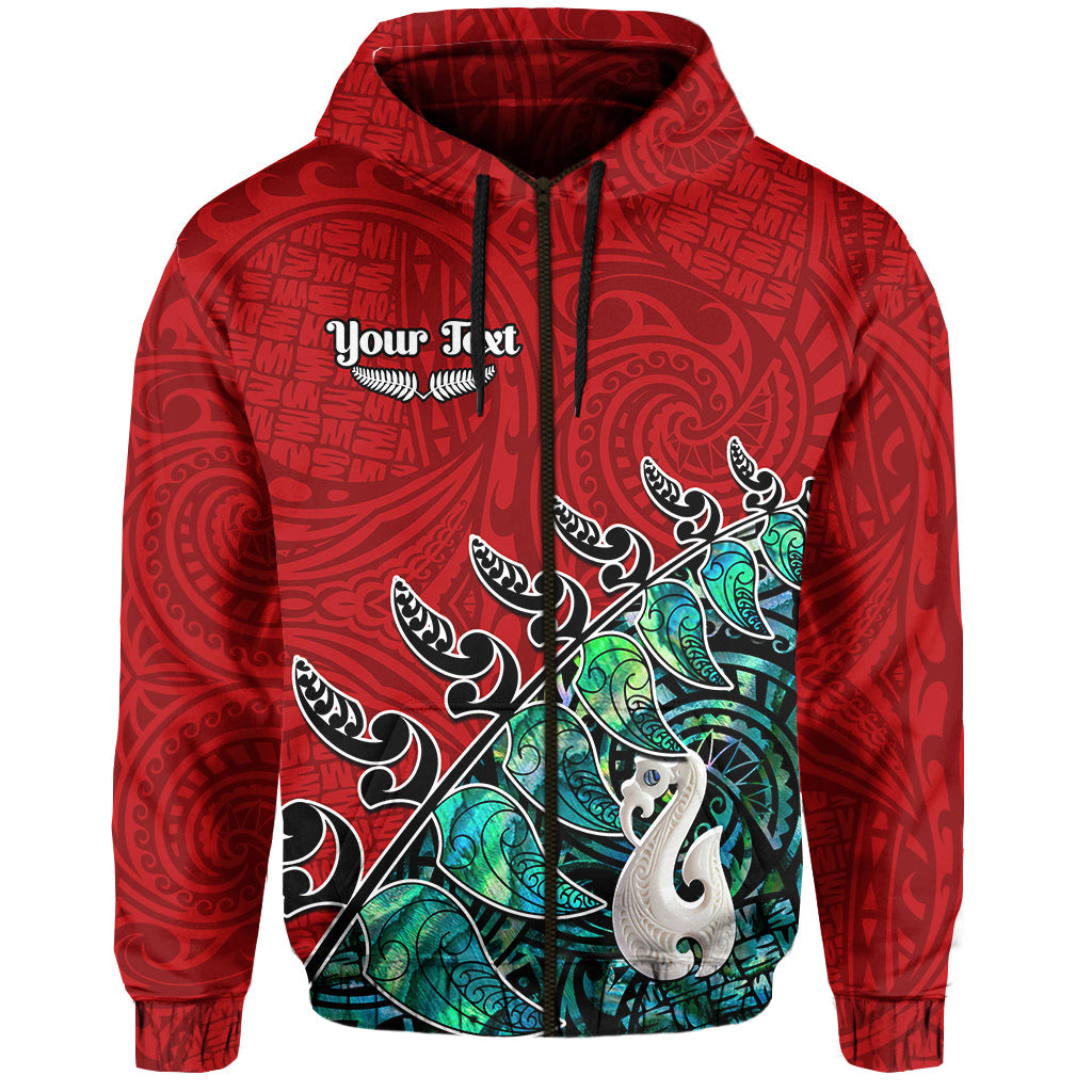 (Custom Personalised) New Zealand Maori Hoodie Fern and Manaia Version Red LT13 - Vibe Hoodie Shop