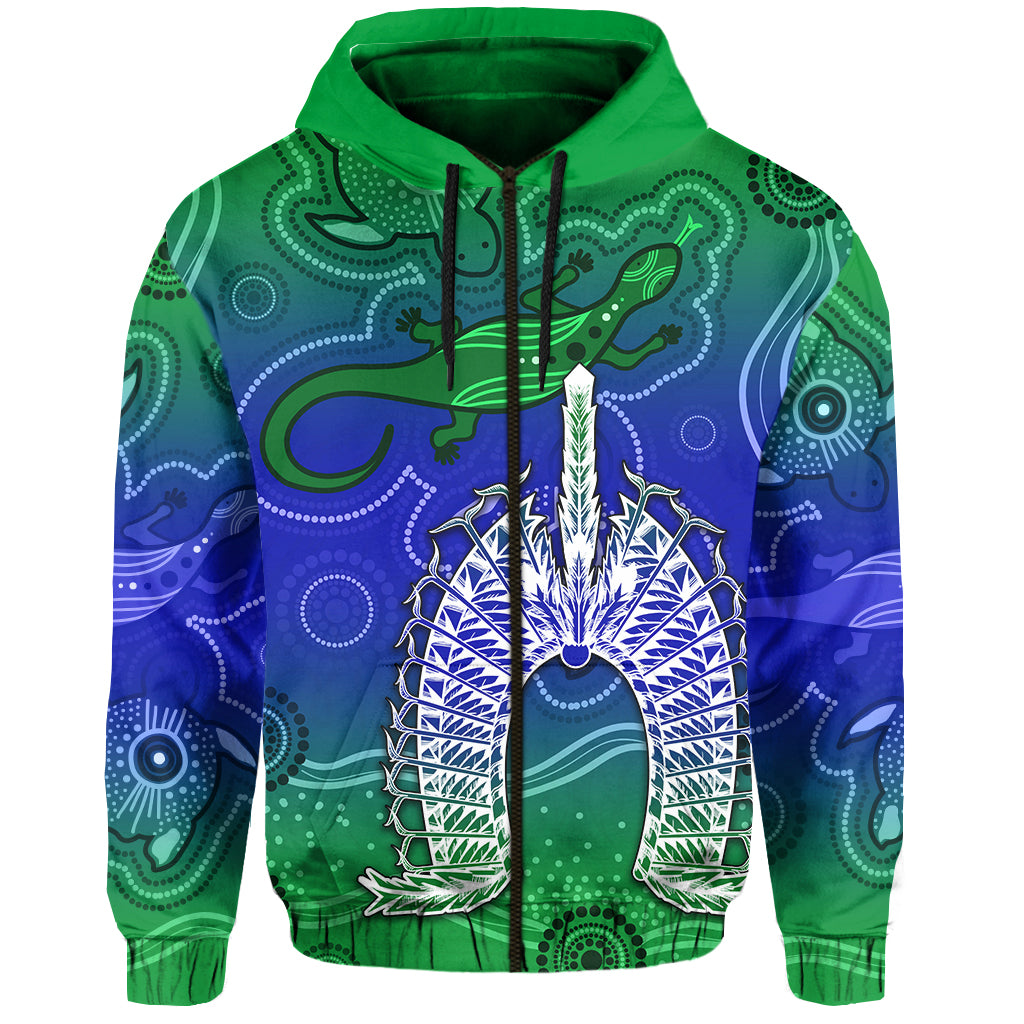 (Custom Personalised) Torres Strait Islands Zip Hoodie Aboriginal Art Lizard Symbol Peace LT13 - Vibe Hoodie Shop