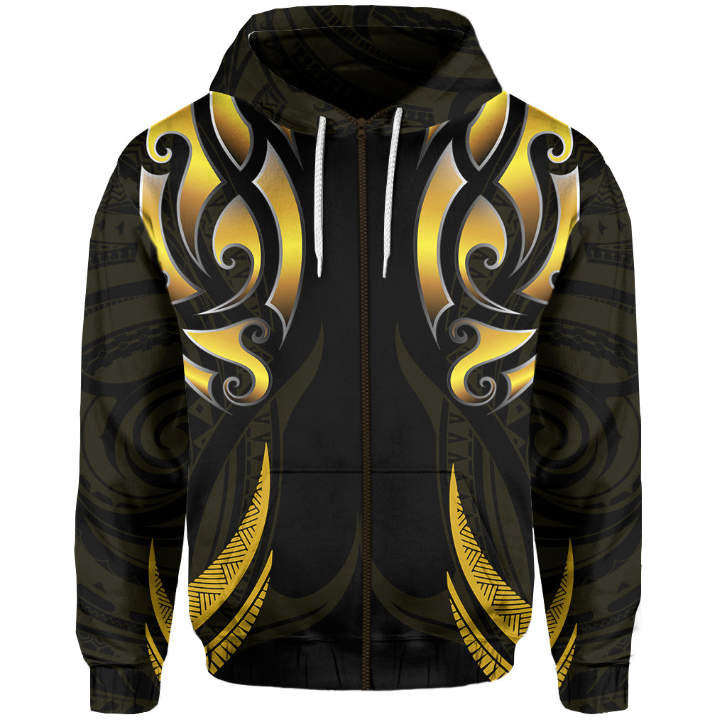 (Custom Personalised) New Zealand Maori Zip Hoodie Simple Love Gold LT13 - Vibe Hoodie Shop