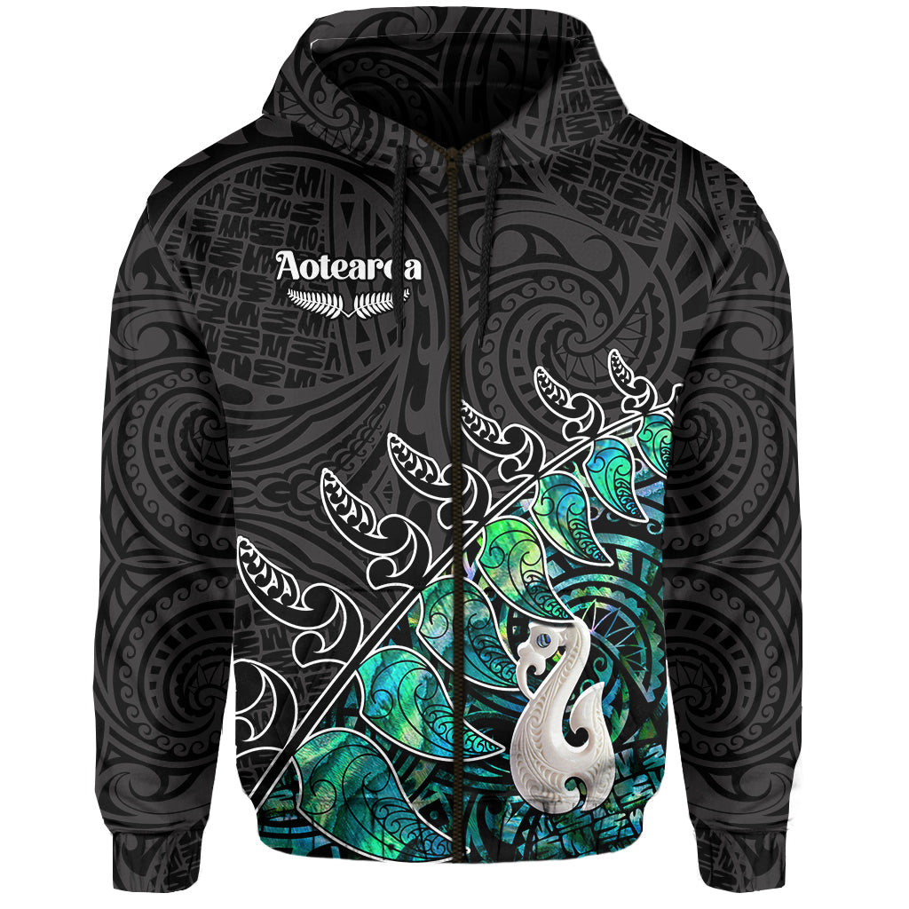 New Zealand Maori Hoodie Fern and Manaia Version Black LT13 - Vibe Hoodie Shop