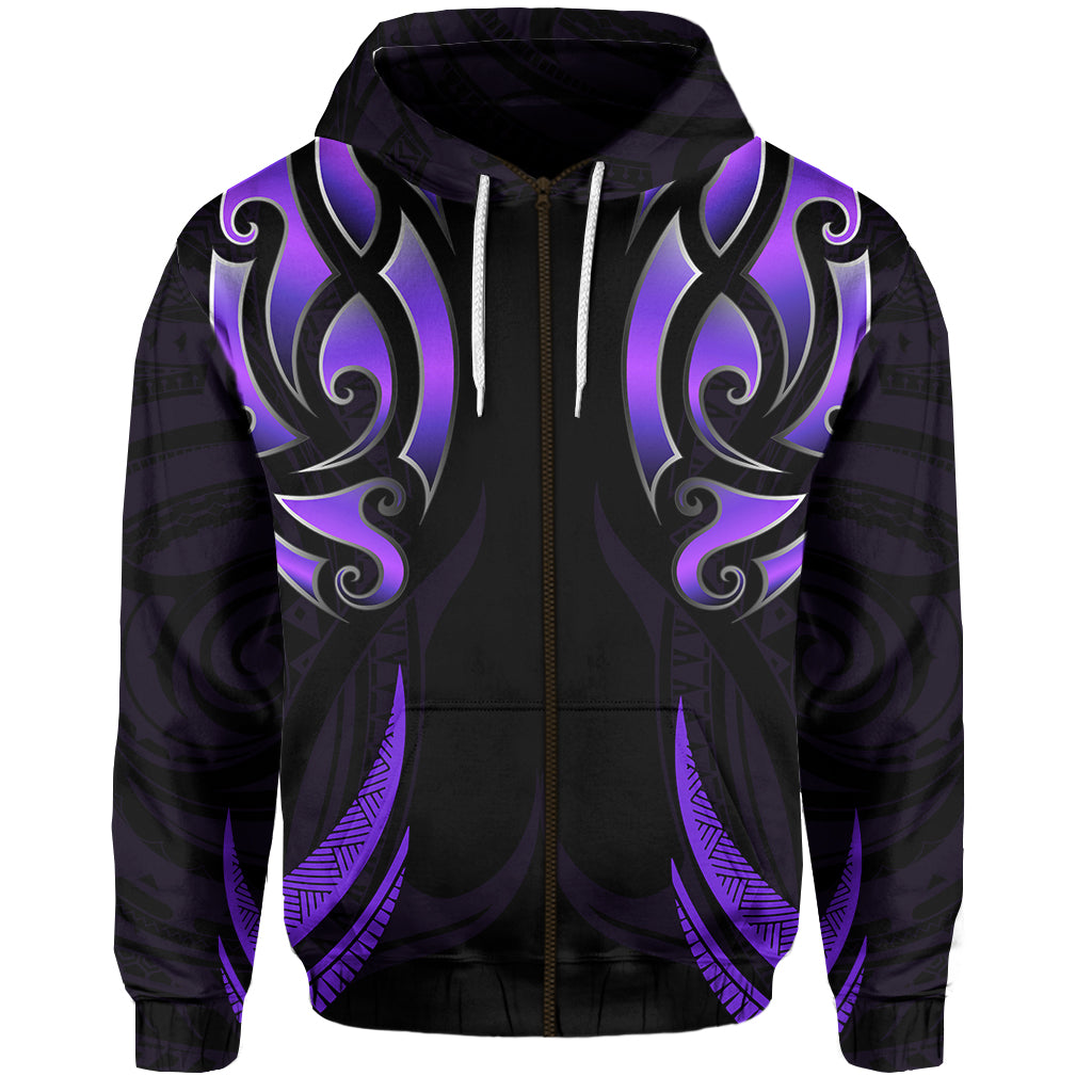 (Custom Personalised) New Zealand Maori Zip Hoodie Simple Love Purple LT13 - Vibe Hoodie Shop