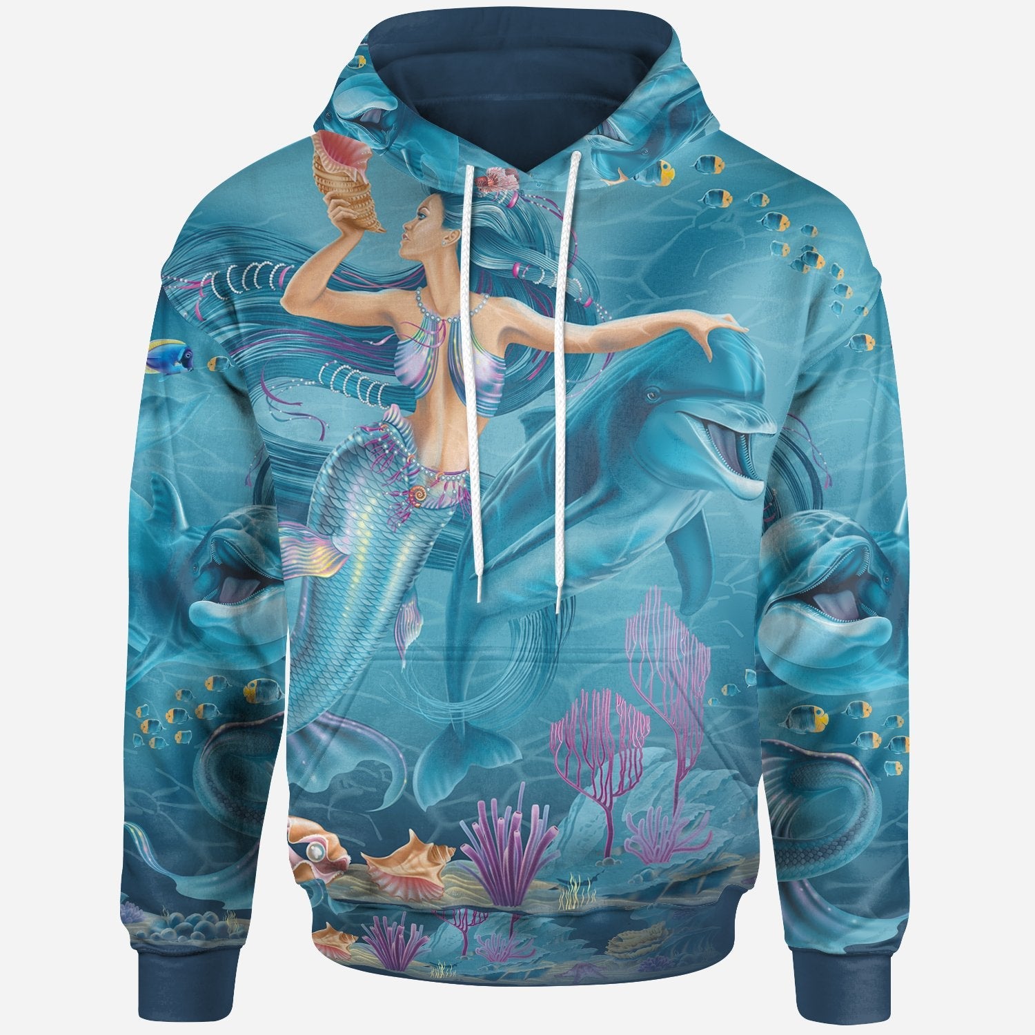 Hoodie - Australia Beautiful Mermaid With Dolphin - Vibe Hoodie Shop