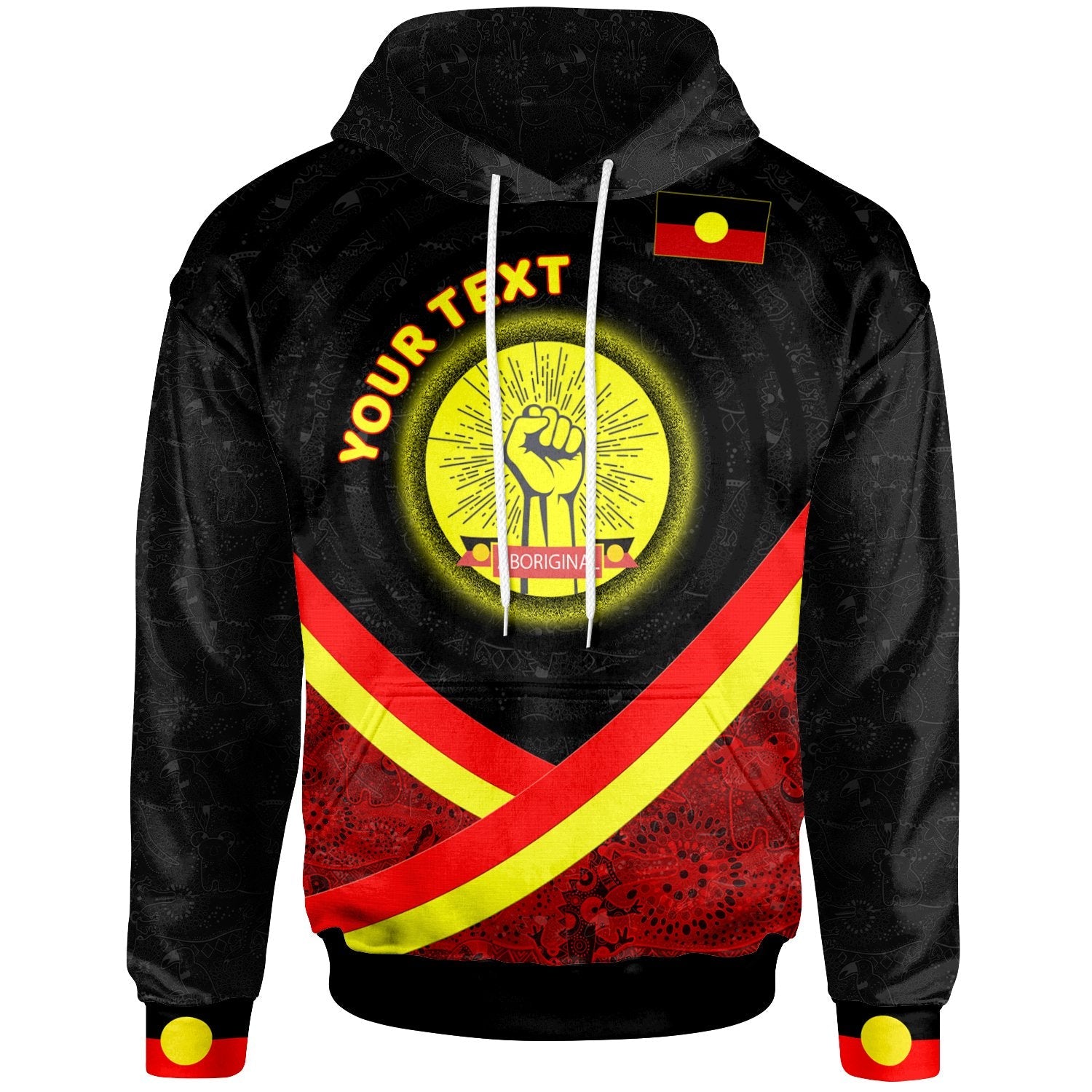 (Custom text) Hoodie - Aboriginal Flag And Animals Pattern - Vibe Hoodie Shop