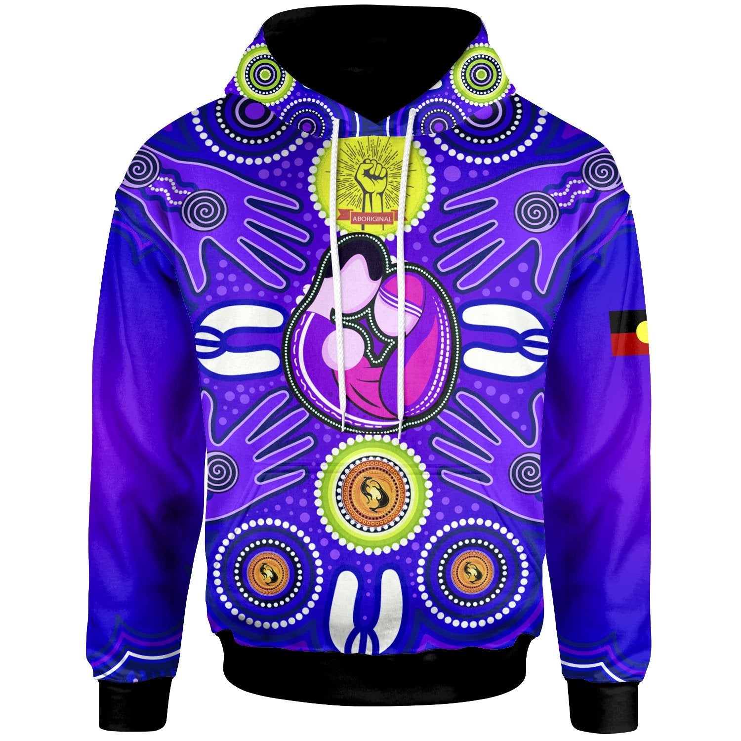 Hoodie - Aboriginal Family With Dot Painting art - Vibe Hoodie Shop