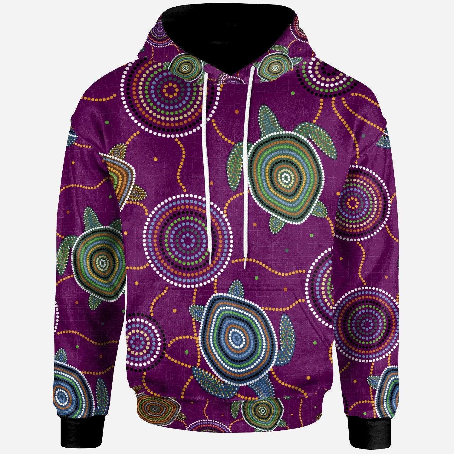 Hoddie - Aboriginal Turtle Purple Australia Dot Patterns - Vibe Hoodie Shop