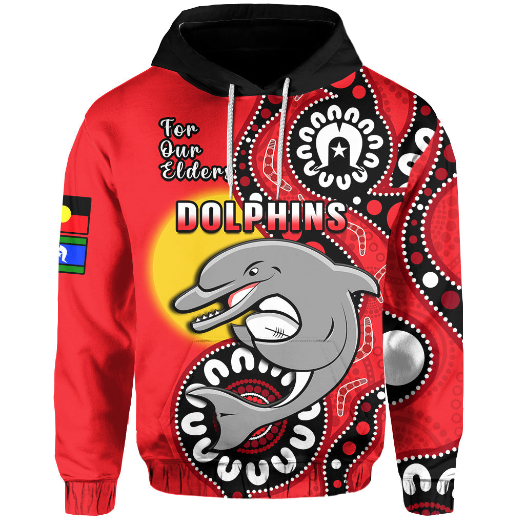 (Custom Text And Number) Dolphins Rugby NAIDOC 2023 Hoodie For Our Elders Aboriginal - Vibe Hoodie Shop