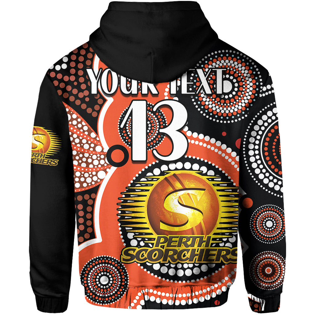 (Custom Text and Number) Perth Scorchers Hoodie Australia Cricket BBL Aboriginal LT13 - Vibe Hoodie Shop