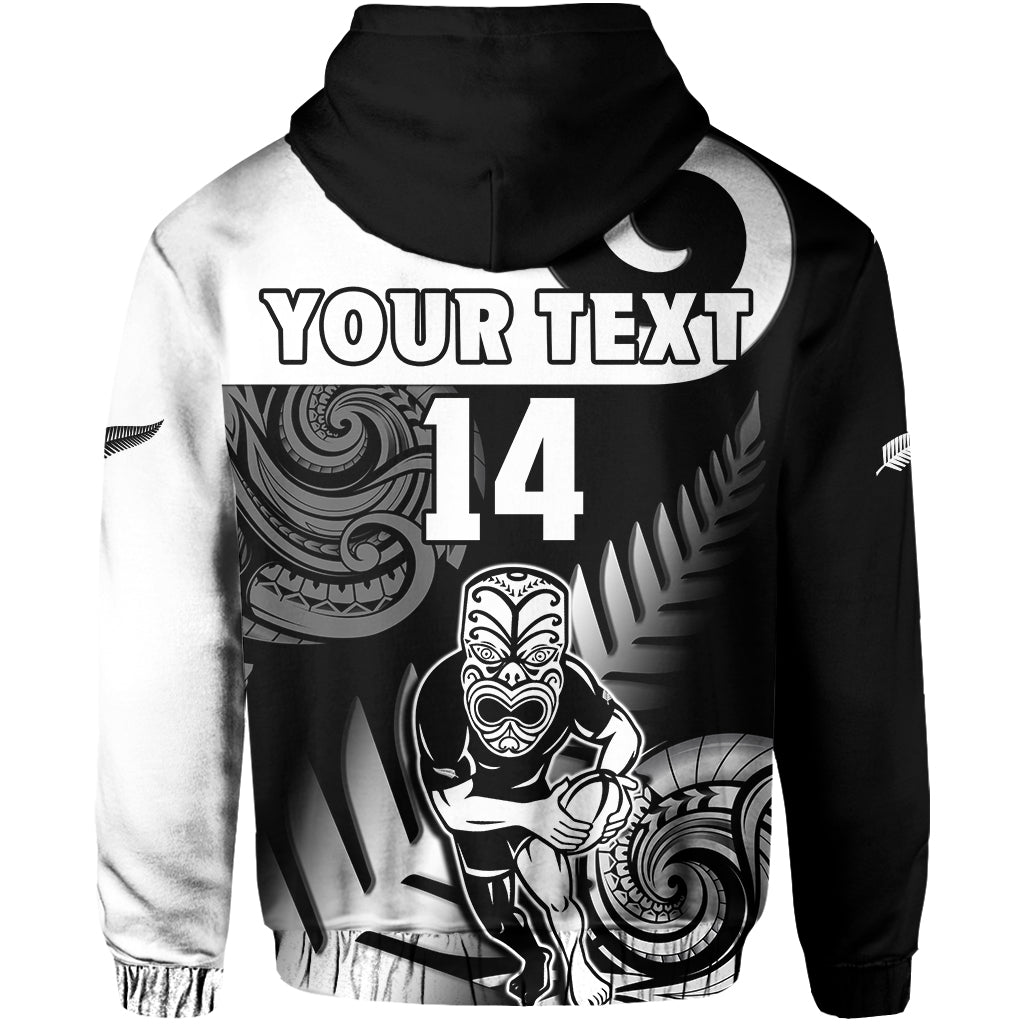 Custom Text And Number New Zealand Silver Fern Rugby Hoodie All Black Maori Koru - Vibe Hoodie Shop