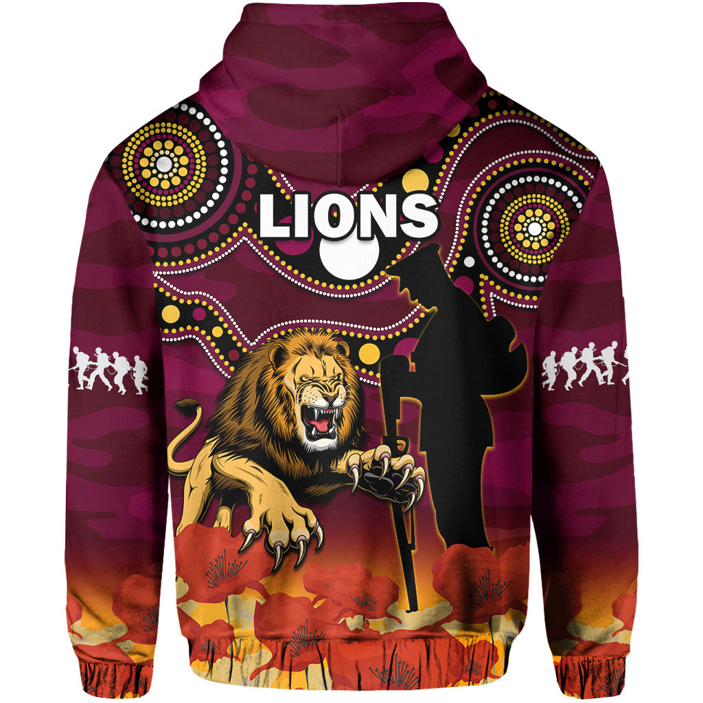 Brisbane Lions Football ANZAC 2023 Hoodie Aboriginal Mix Poppy Camouflage - Vibe Hoodie Shop